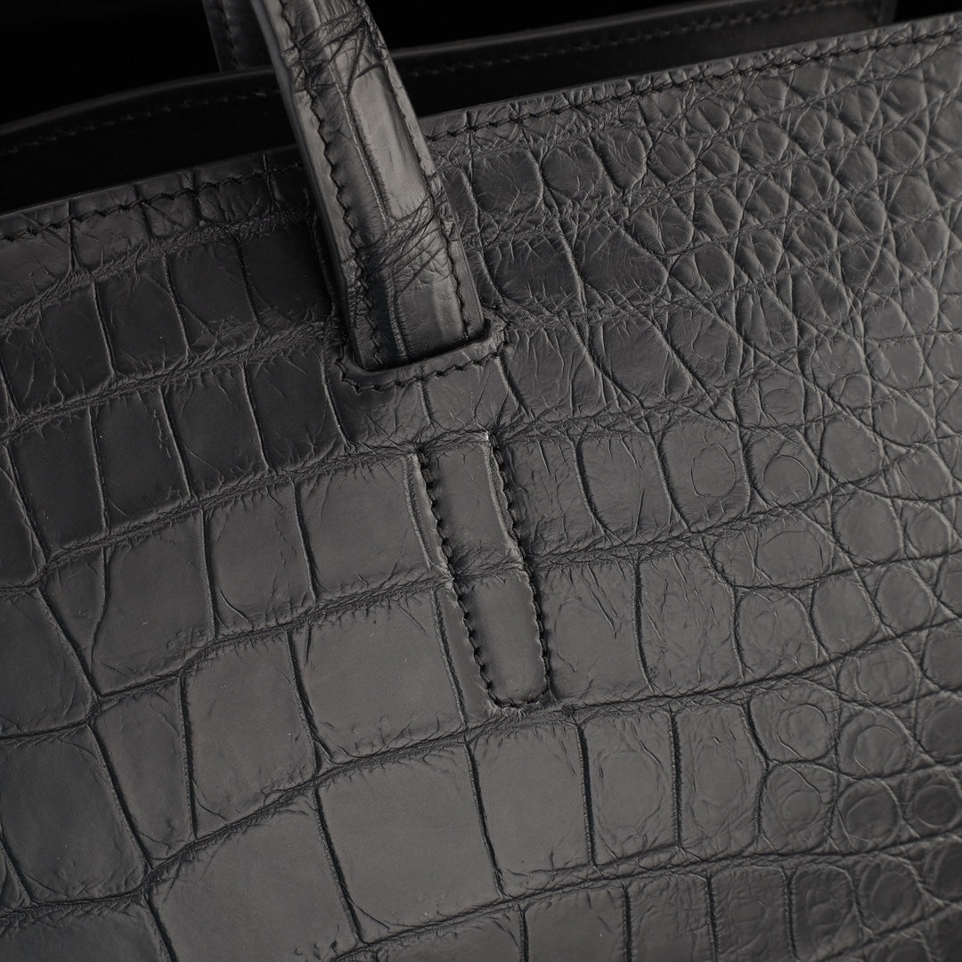 BELTLEY Onyx Black Crocodile CEO Tote | Briefcase for Men
