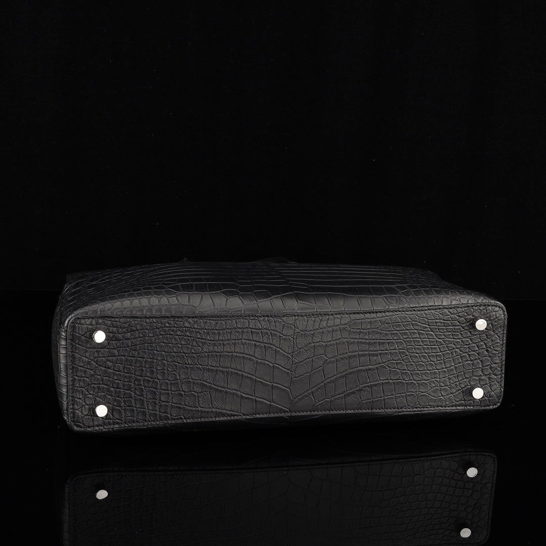 BELTLEY Onyx Black Crocodile CEO Tote | Briefcase for Men