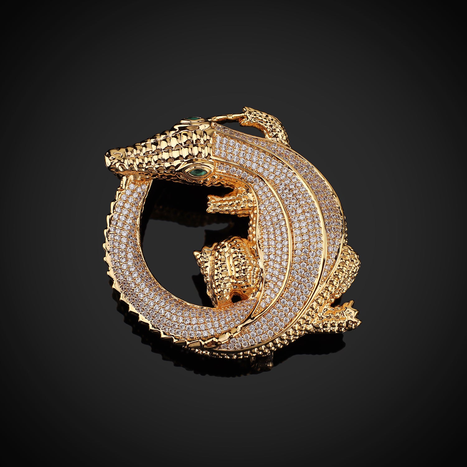 BELTLEY Orange Glossy Nile Crocodile Belt with 3D Crocodile Buckle