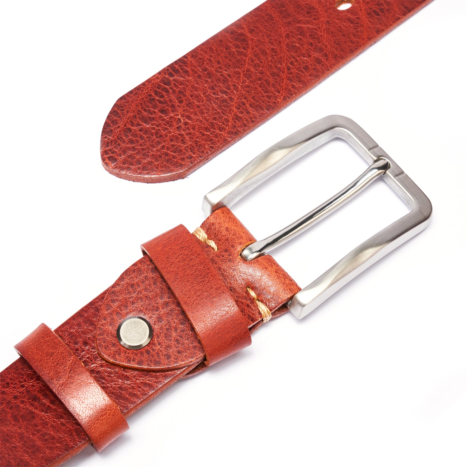 BELTLEY Oxblood Brown Everyday Leather Belt 1.5” - Full Grain SS Buckle