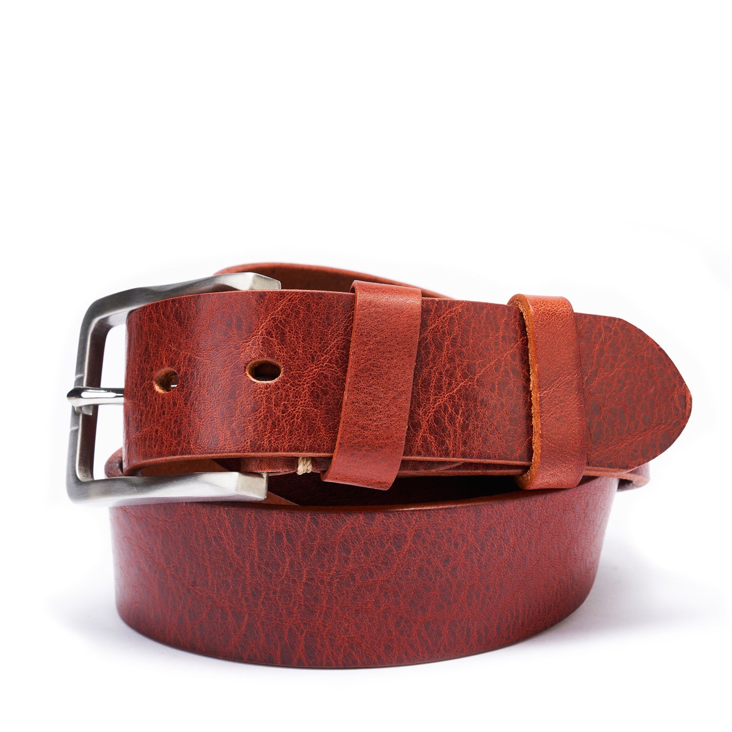 BELTLEY Oxblood Brown Everyday Leather Belt 1.5” - Full Grain SS Buckle