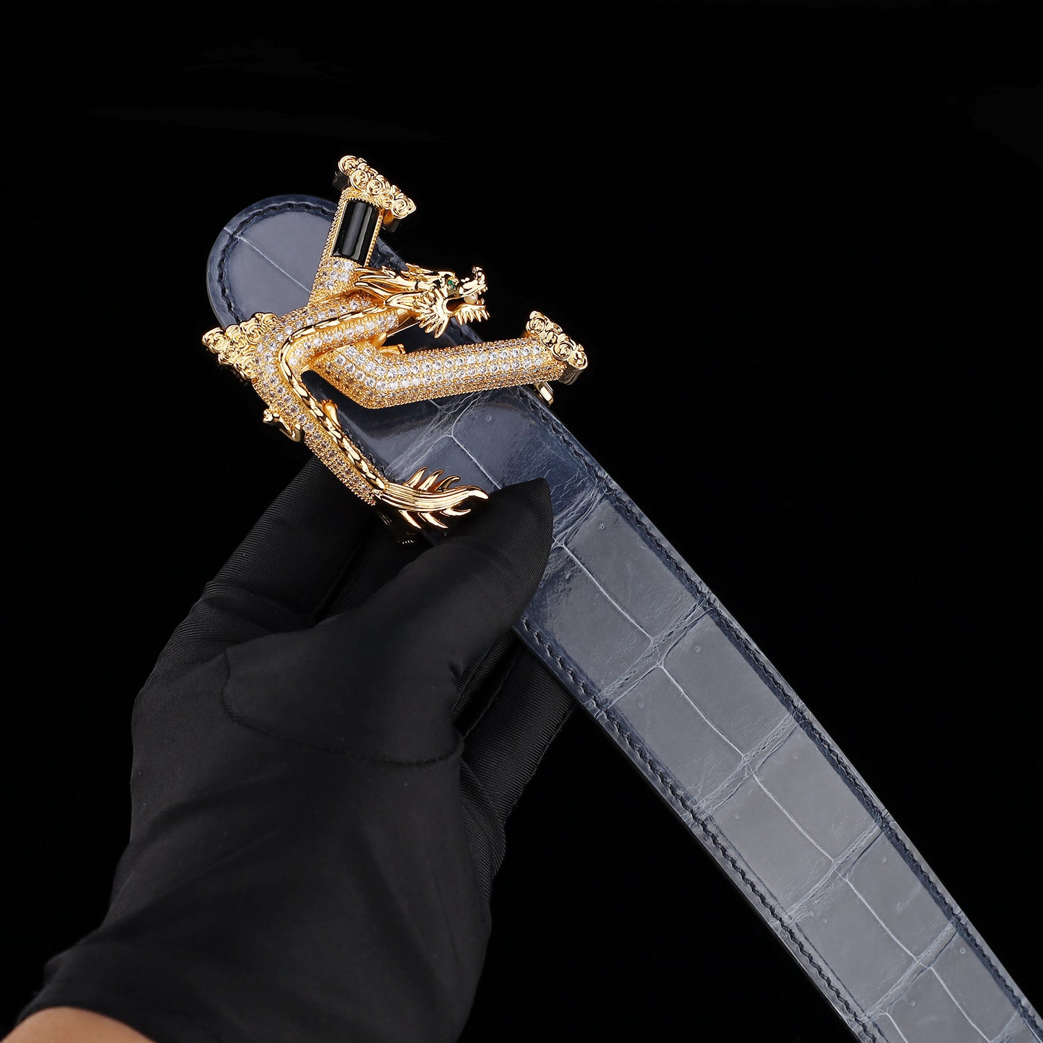 BELTLEY Polished Storm Blue Crocodile Belt – Premium Belt for Men