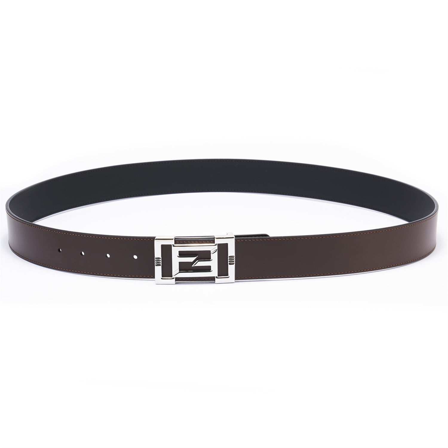 BELTLEY Premium Dual-Layer Brown Leather Belt With Plate Buckle - 1.5" Width