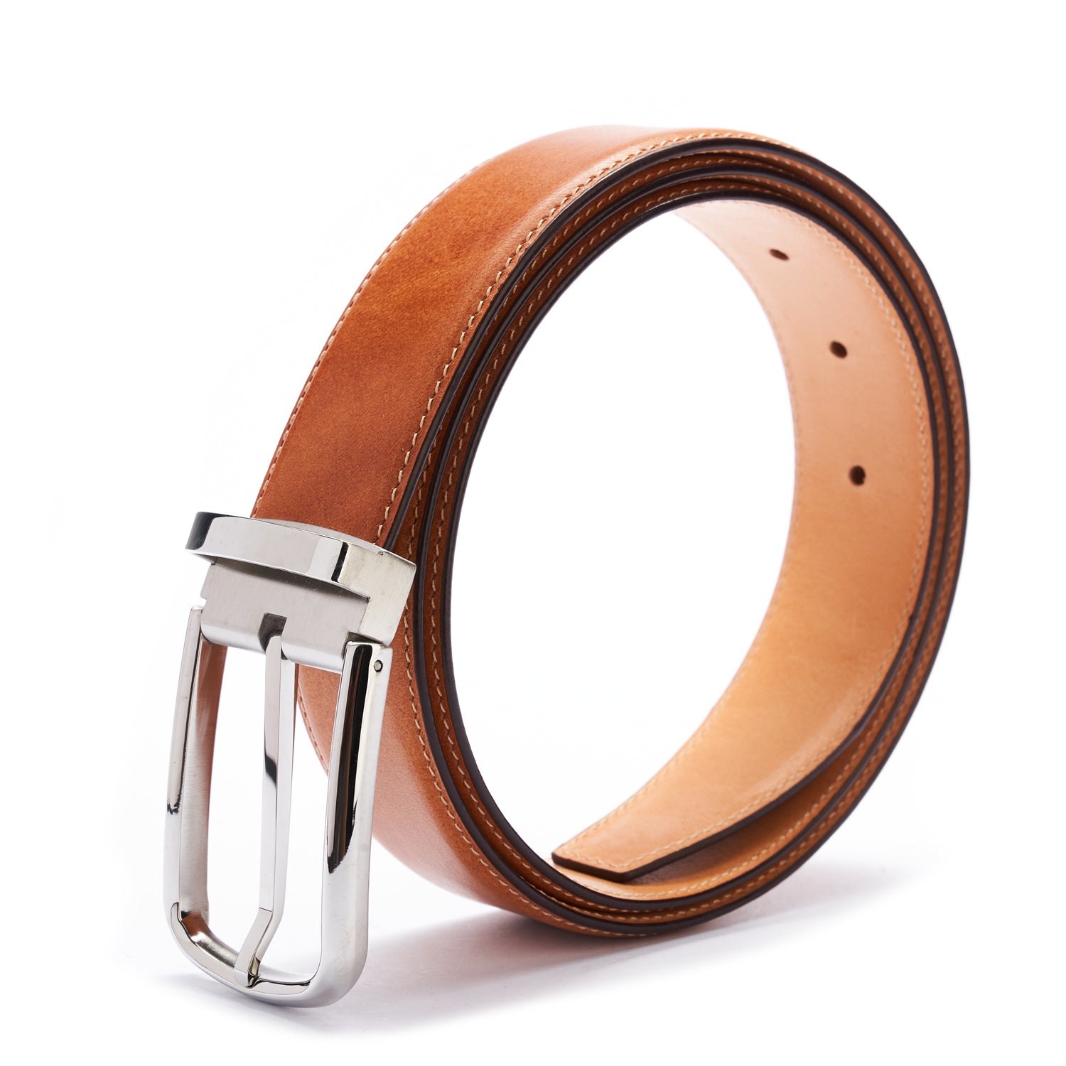 BELTLEY Premium Full-Grain Calfskin Leather Belt – 1.38” Orange | Unisex