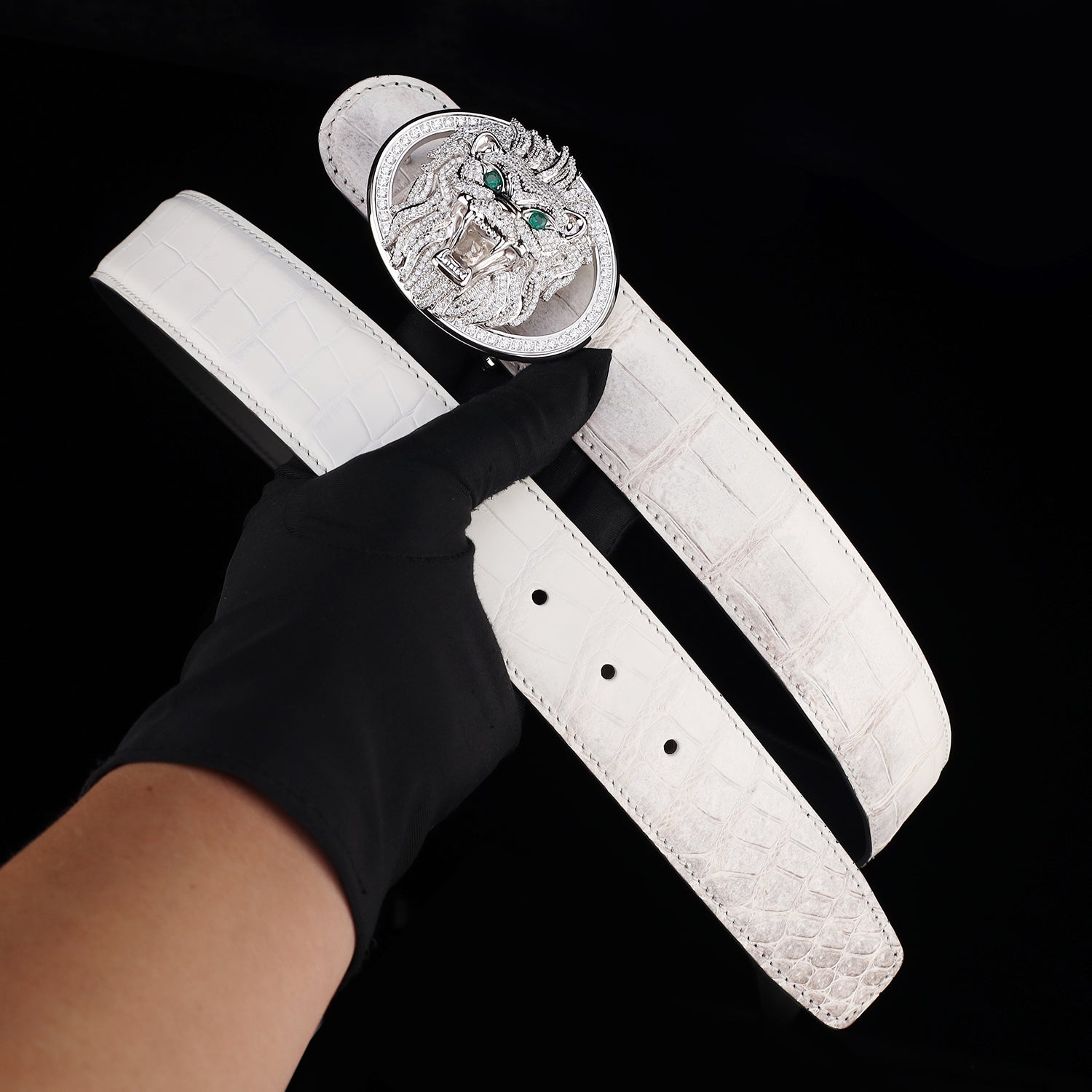 BELTLEY Real Himalayan Crocodile Skin Belt For Men