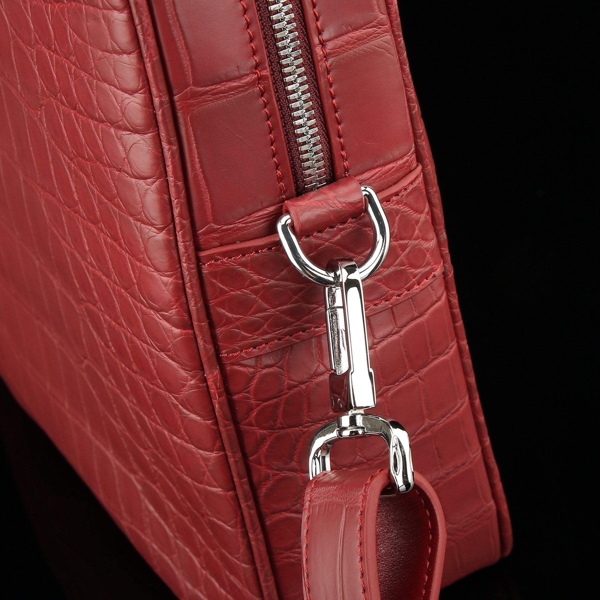 BELTLEY Red Matte Crocodile Briefcase | Luxury Nile Leather Business Bag