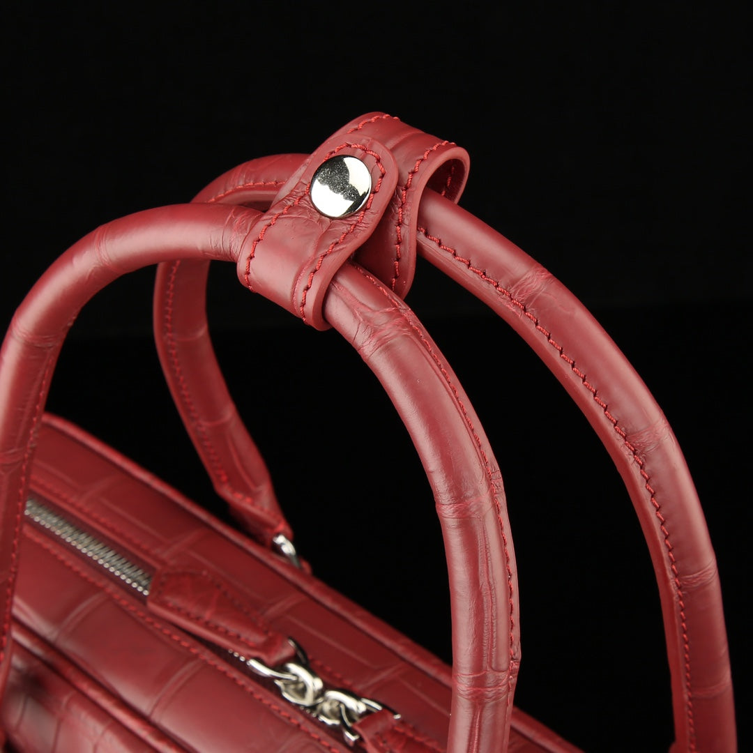 BELTLEY Red Matte Crocodile Briefcase | Luxury Nile Leather Business Bag