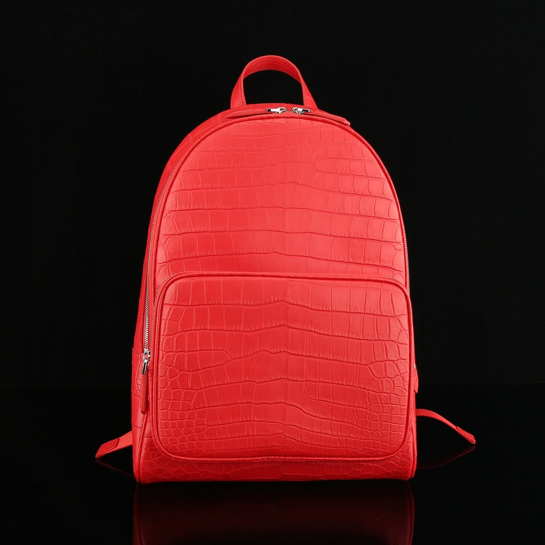 BELTLEY Red Matte Nile Crocodile Backpack