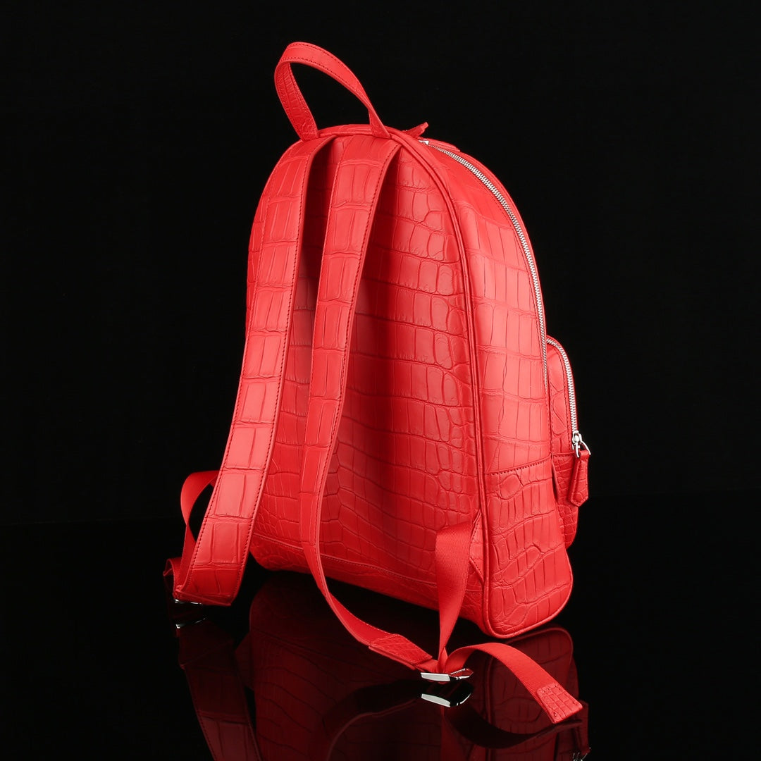 BELTLEY Red Matte Nile Crocodile Backpack