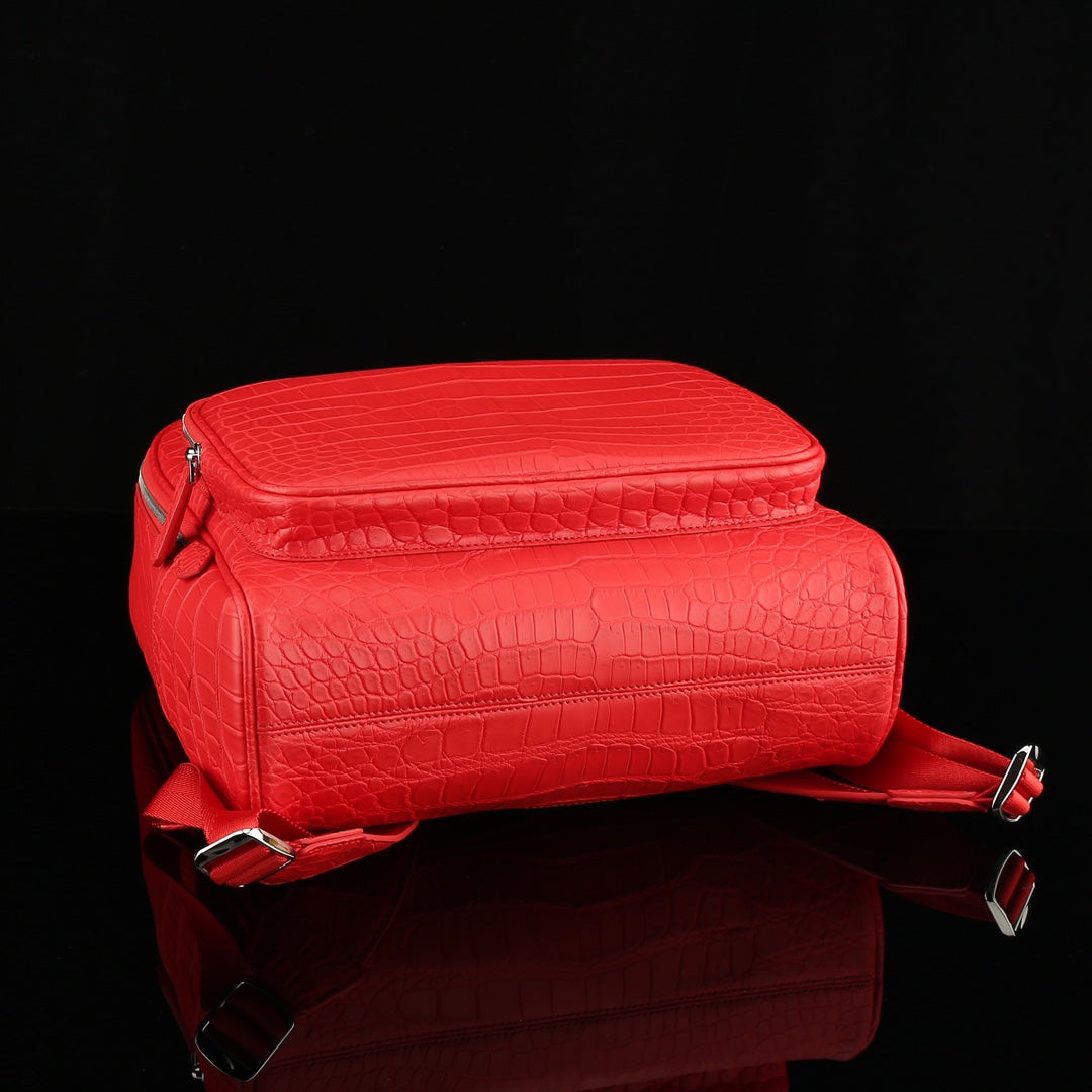 BELTLEY Red Matte Nile Crocodile Backpack