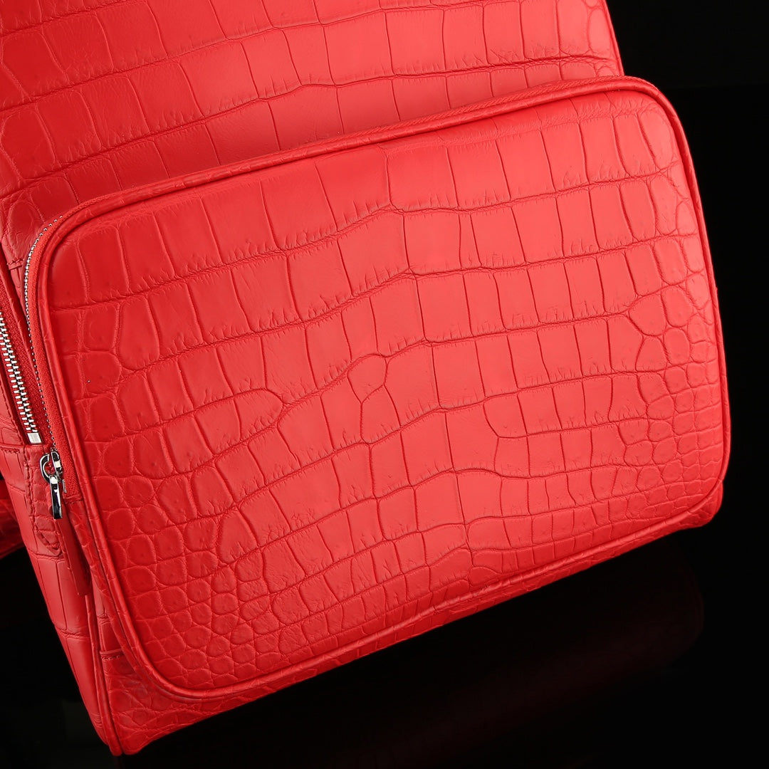 BELTLEY Red Matte Nile Crocodile Backpack