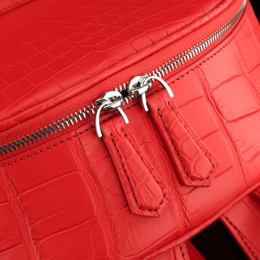 BELTLEY Red Matte Nile Crocodile Backpack