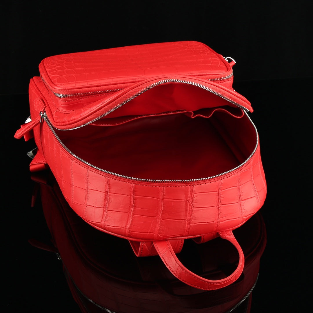 BELTLEY Red Matte Nile Crocodile Backpack