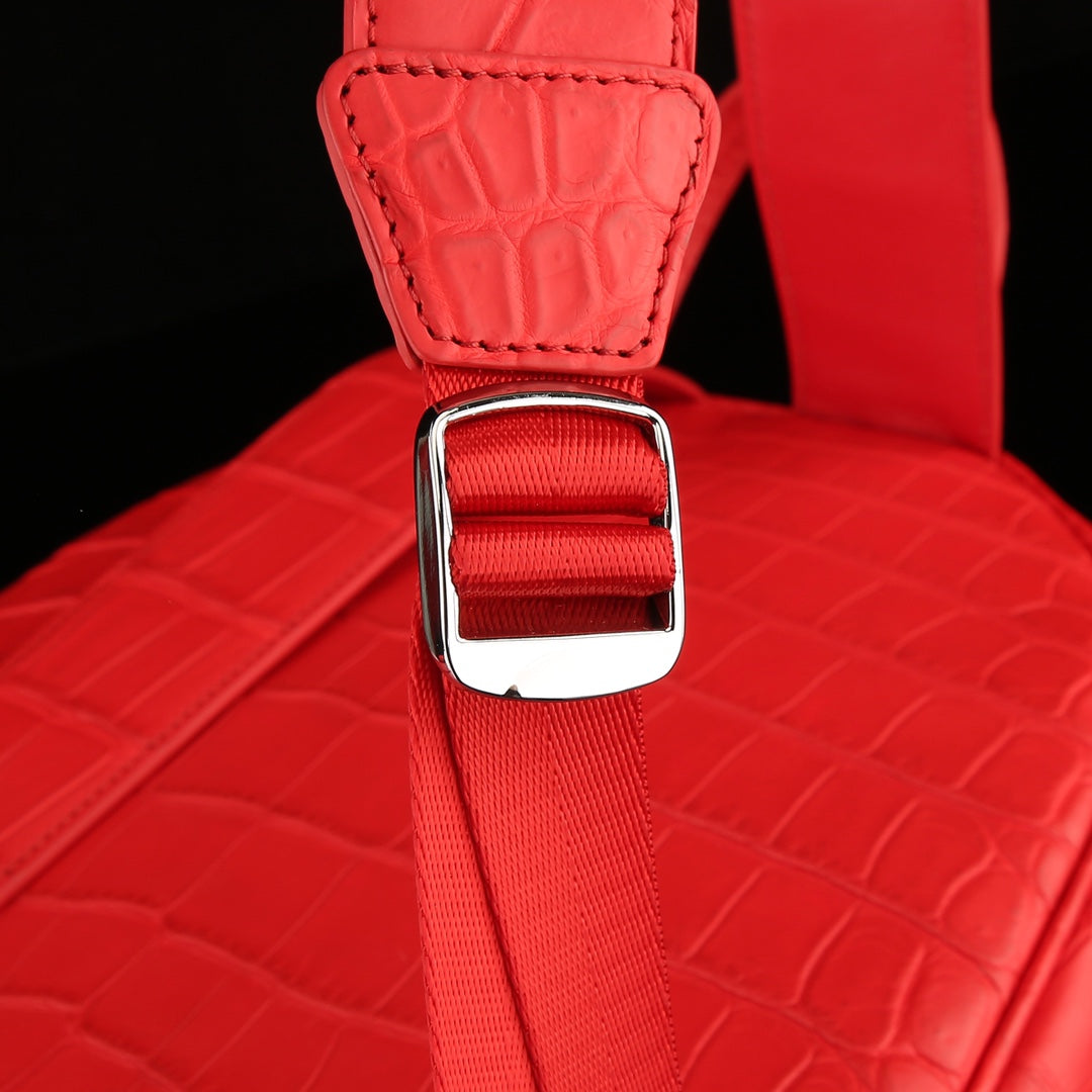 BELTLEY Red Matte Nile Crocodile Backpack