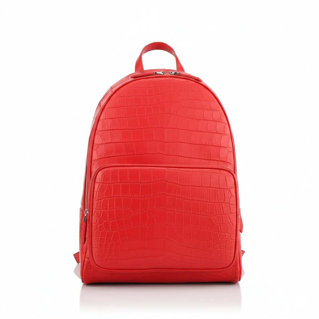 BELTLEY Red Matte Nile Crocodile Backpack