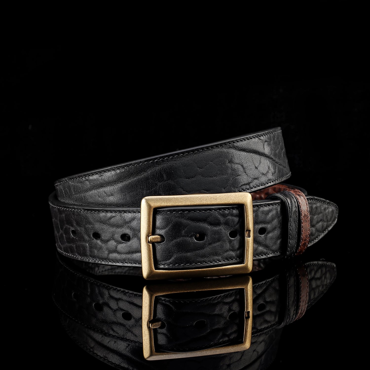 BELTLEY Reversible Full-Grain Leather Belt-Black and Brown