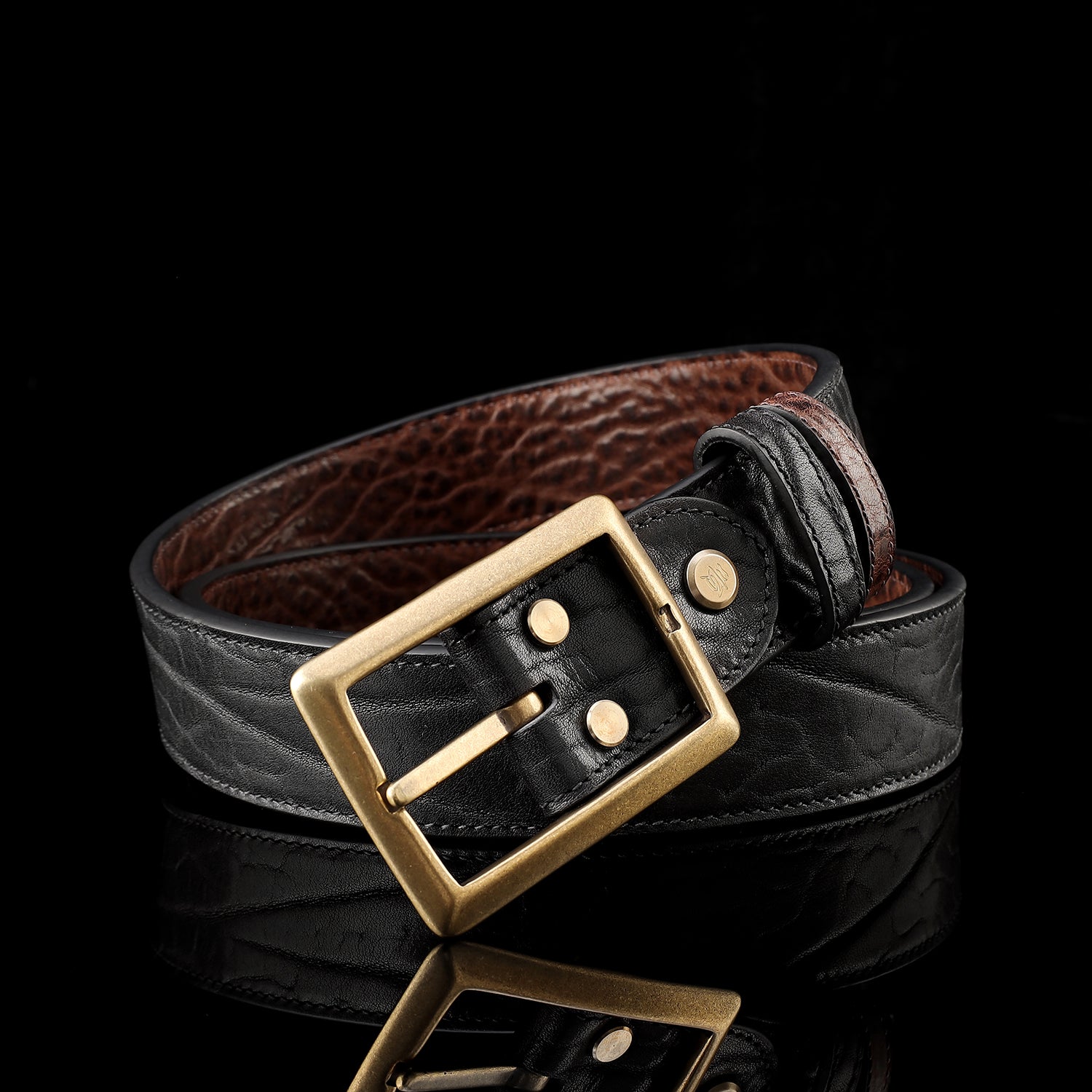 BELTLEY Reversible Full-Grain Leather Belt-Black and Brown