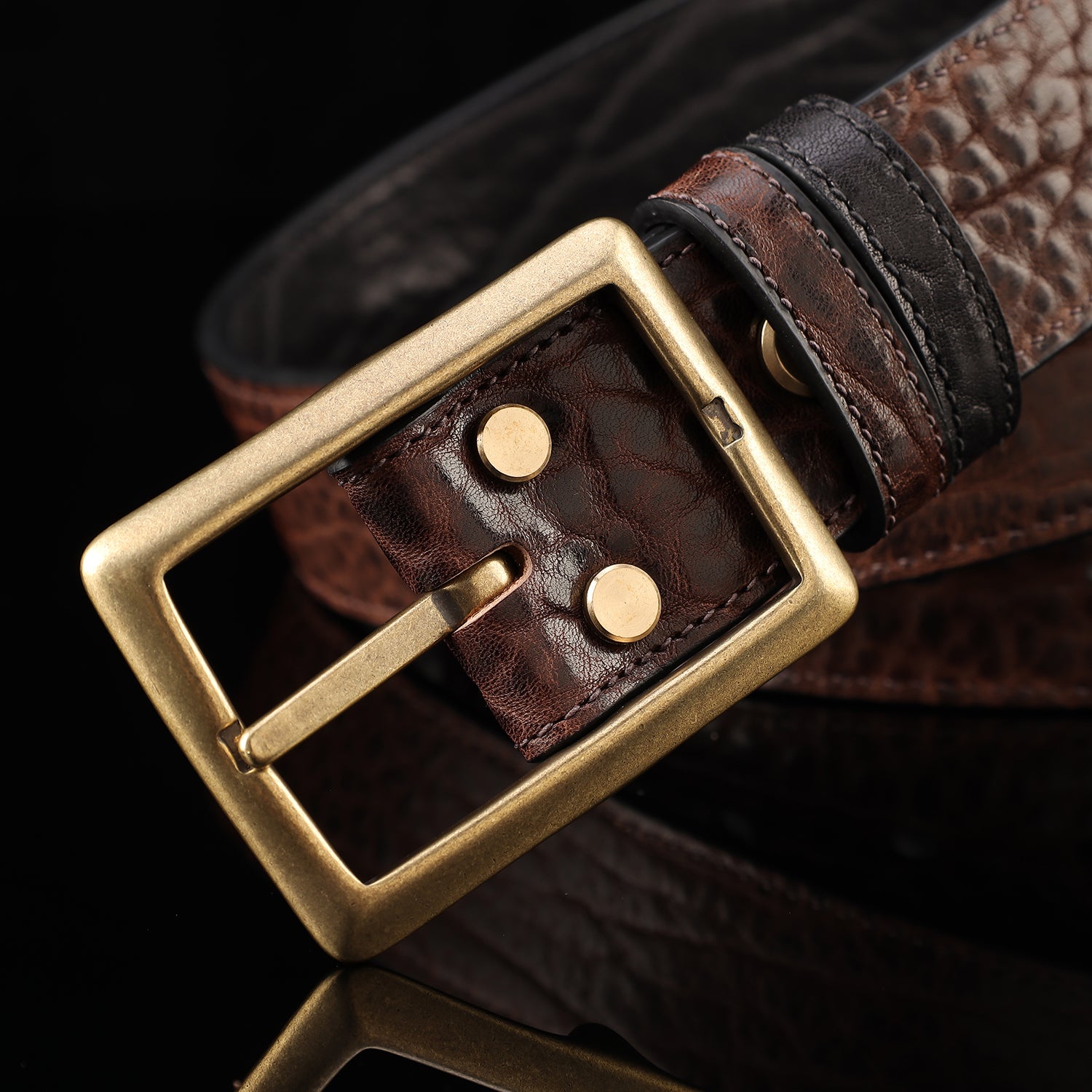 BELTLEY Reversible Leather Belt- Brown and Black