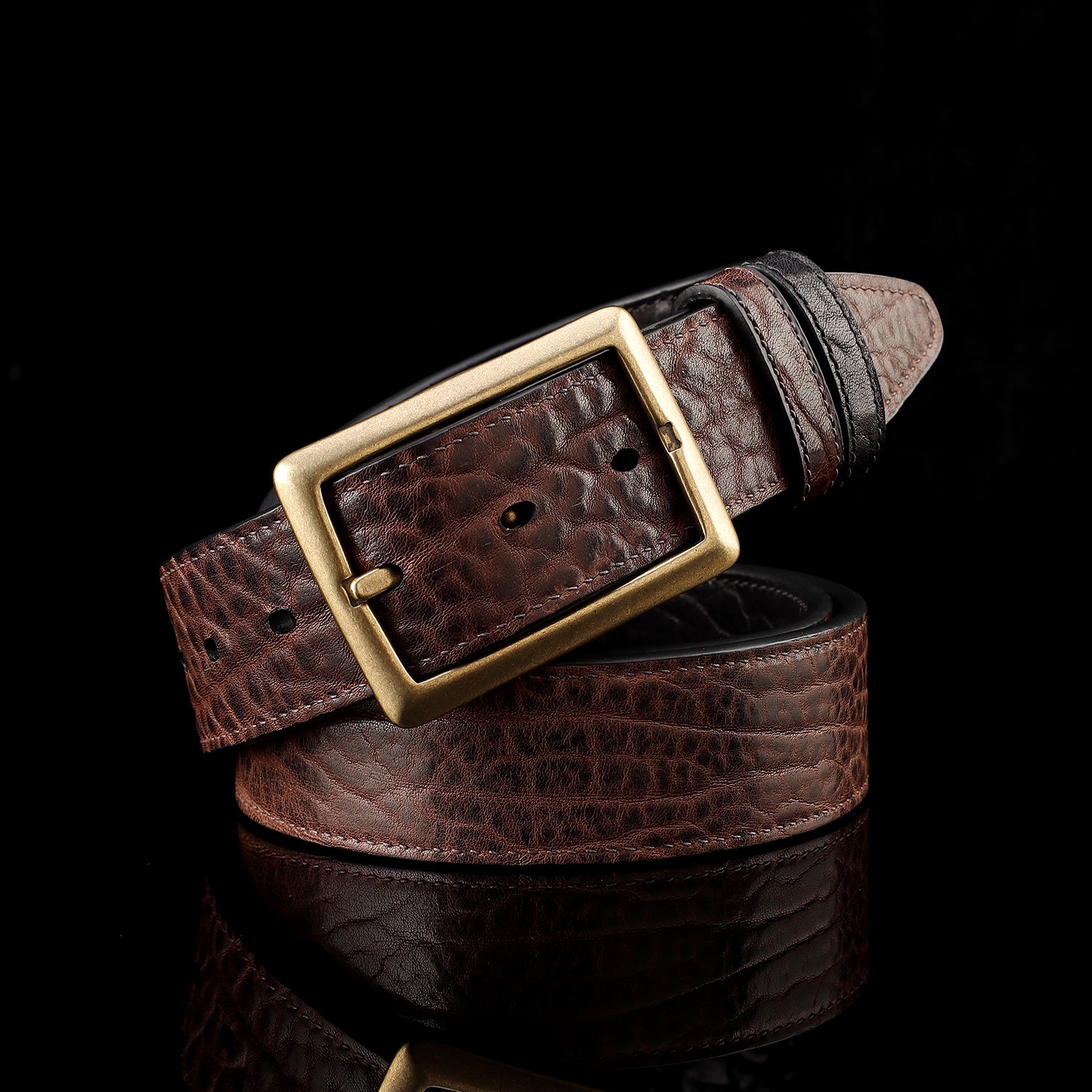 BELTLEY Reversible Leather Belt- Brown and Black