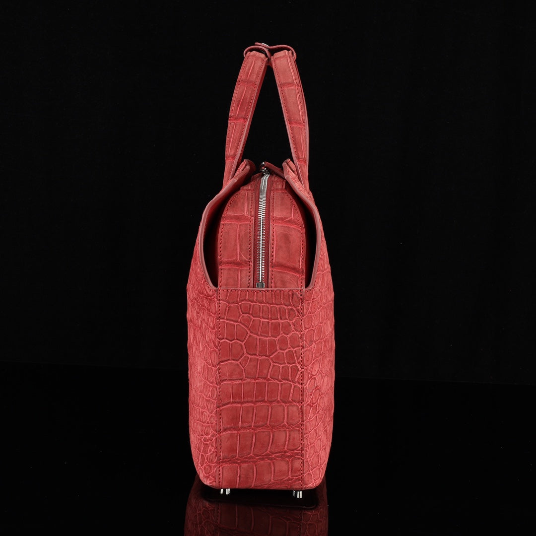 BELTLEY Sienna Red Crocodile Leather Office Bag–Men’s Business Briefcase