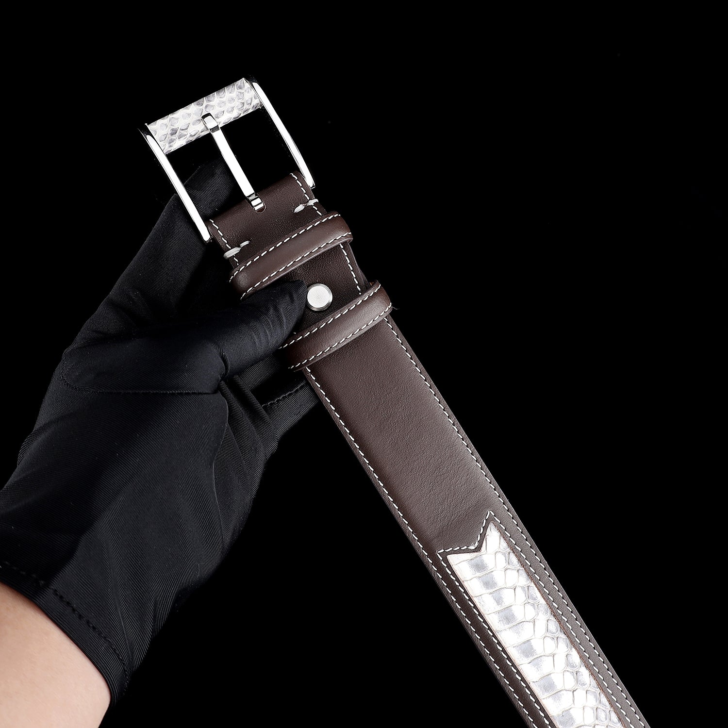 BELTLEY Signature Two-Tone Python Inlay Belt