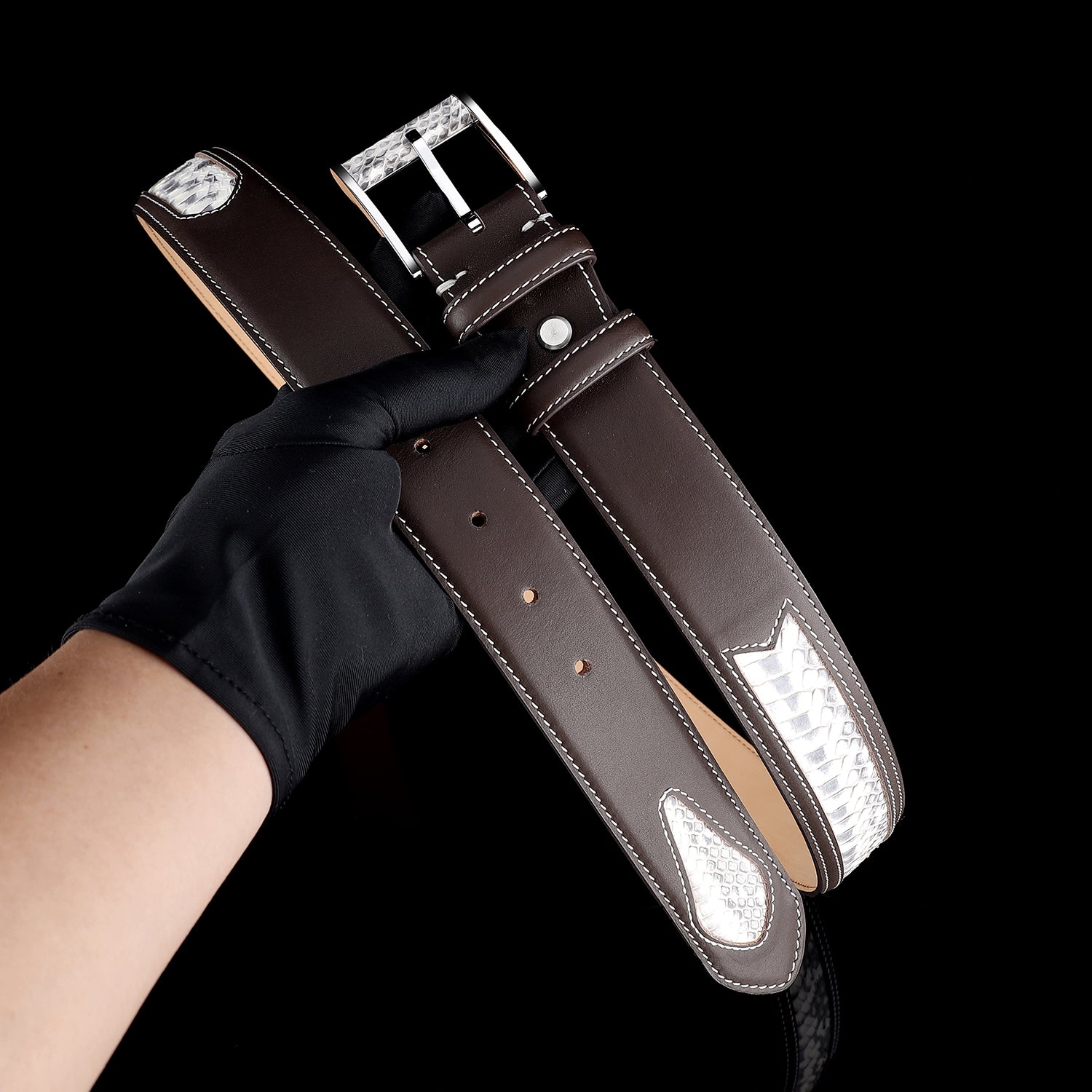 Signature Two-Tone Python Inlay Belt — additional view 12 | BELTLEY