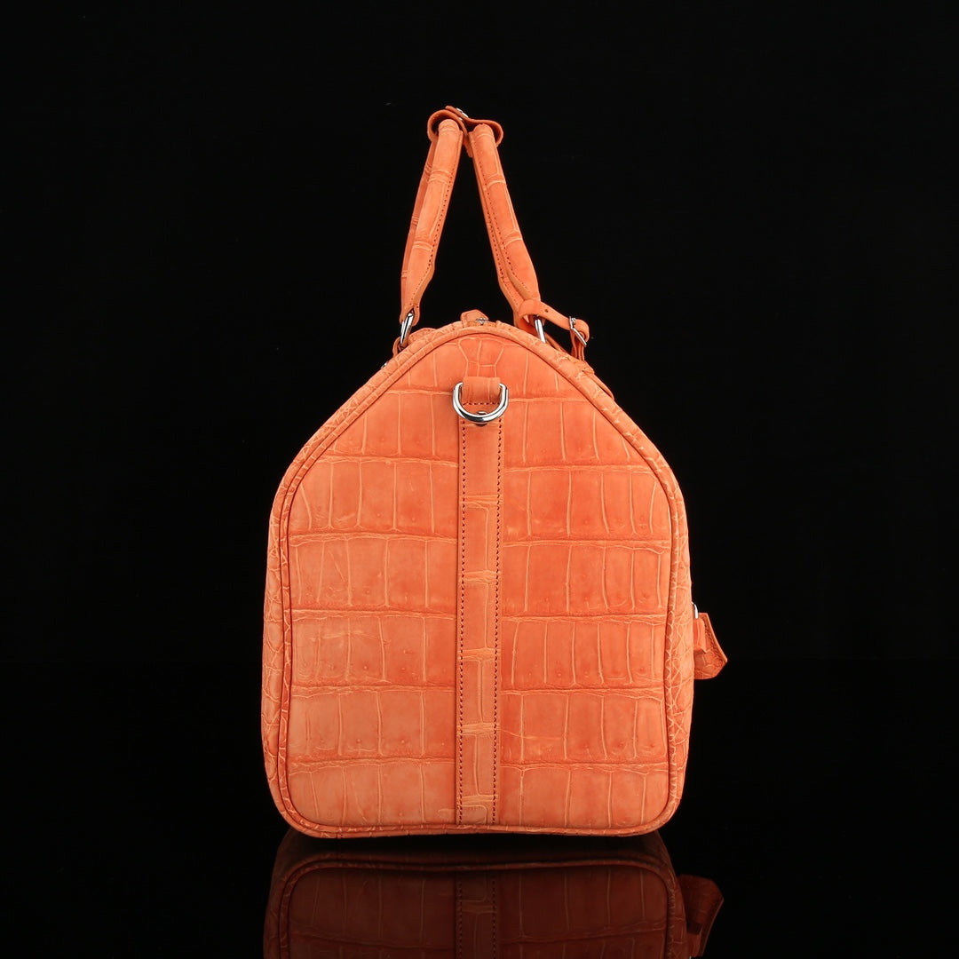 BELTLEY Sueded Hermès Orange Nile Crocodile Travel Bag- The Voyager Edition