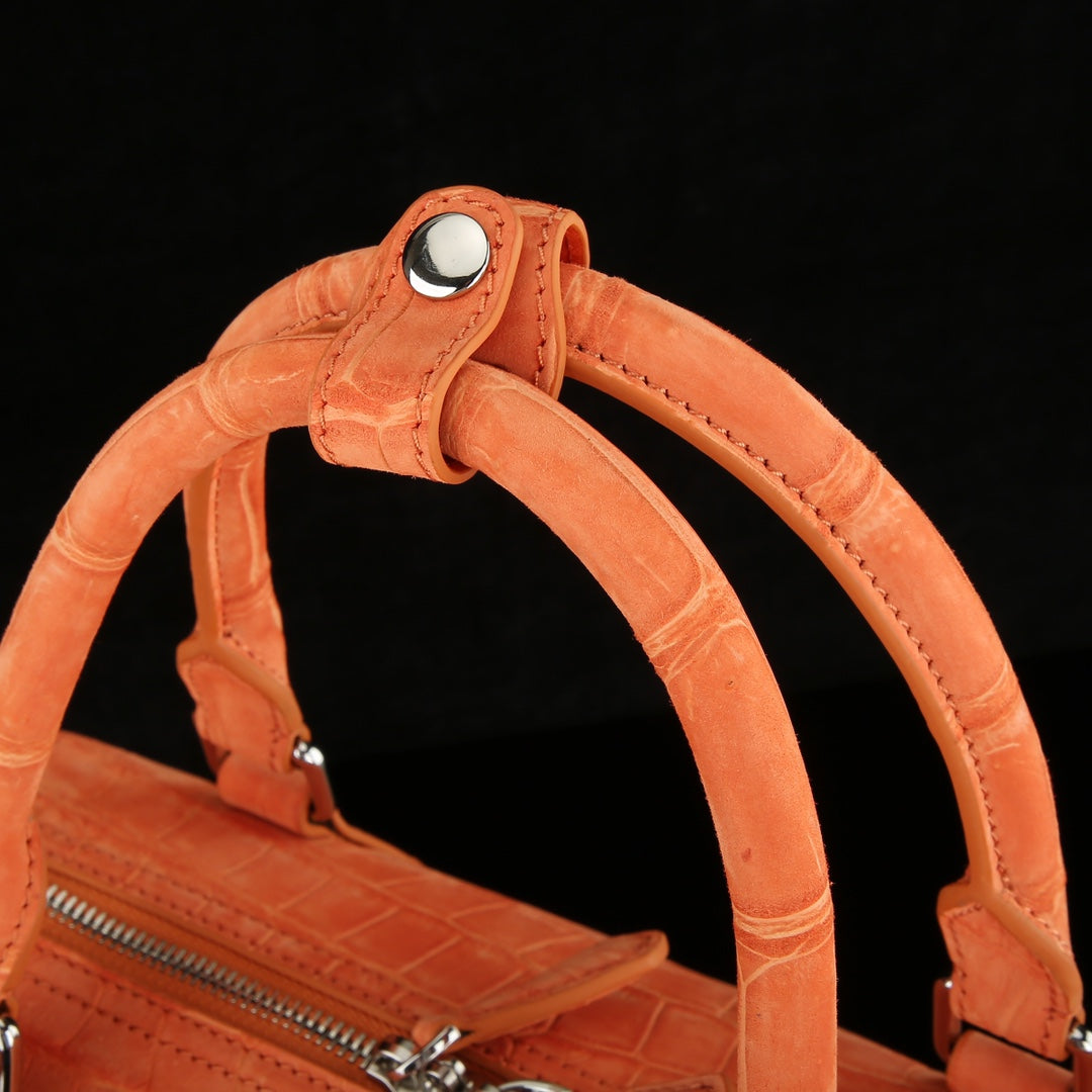 BELTLEY Sueded Hermès Orange Nile Crocodile Travel Bag- The Voyager Edition