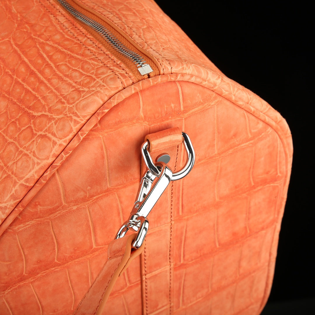 BELTLEY Sueded Hermès Orange Nile Crocodile Travel Bag- The Voyager Edition