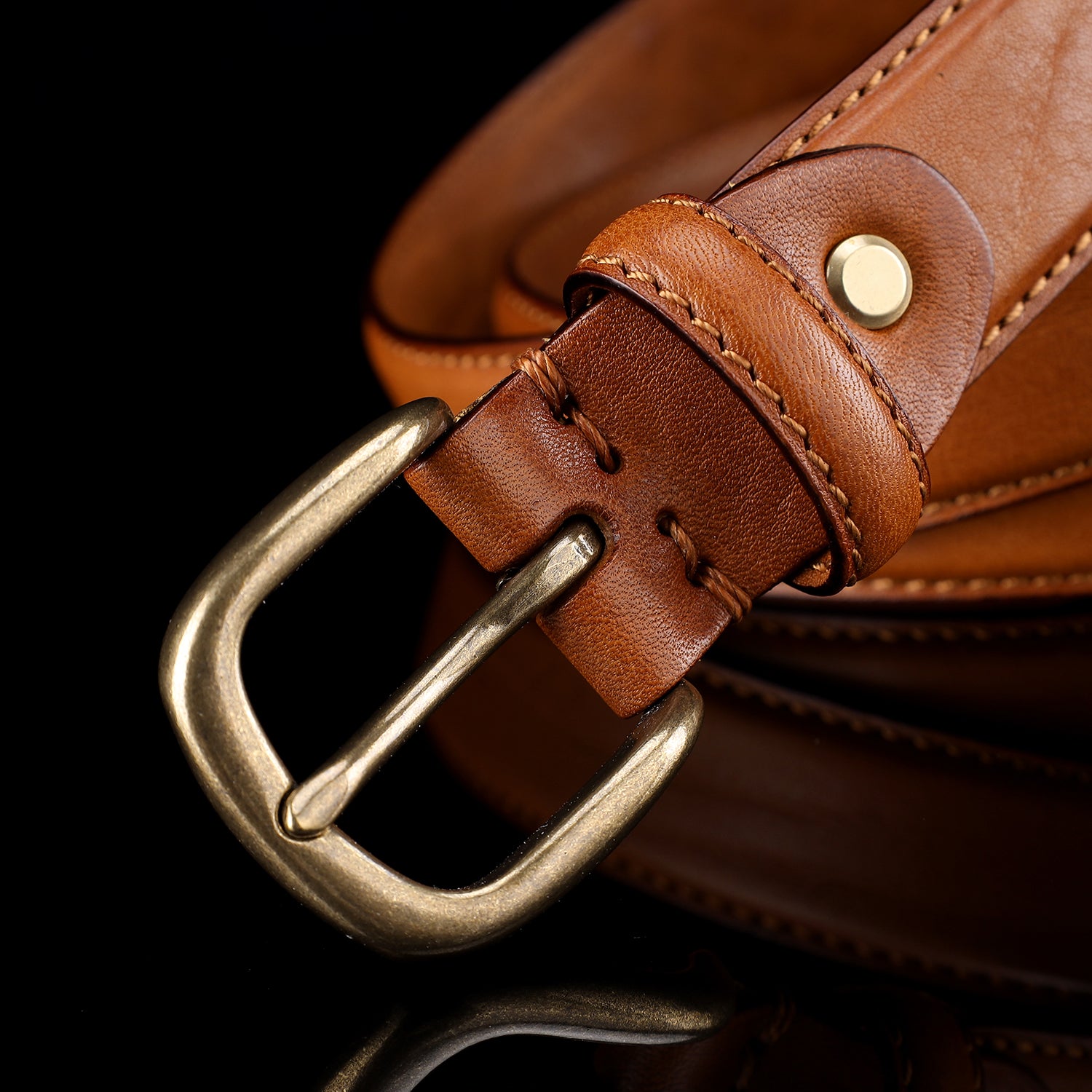 BELTLEY "The Classic Skinny" Leather Belt For Lady - Cognac Tan