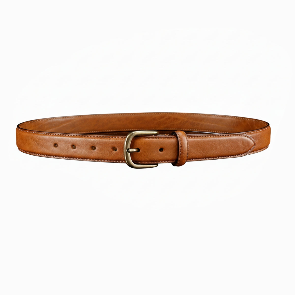 BELTLEY "The Classic Skinny" Leather Belt For Lady - Cognac Tan