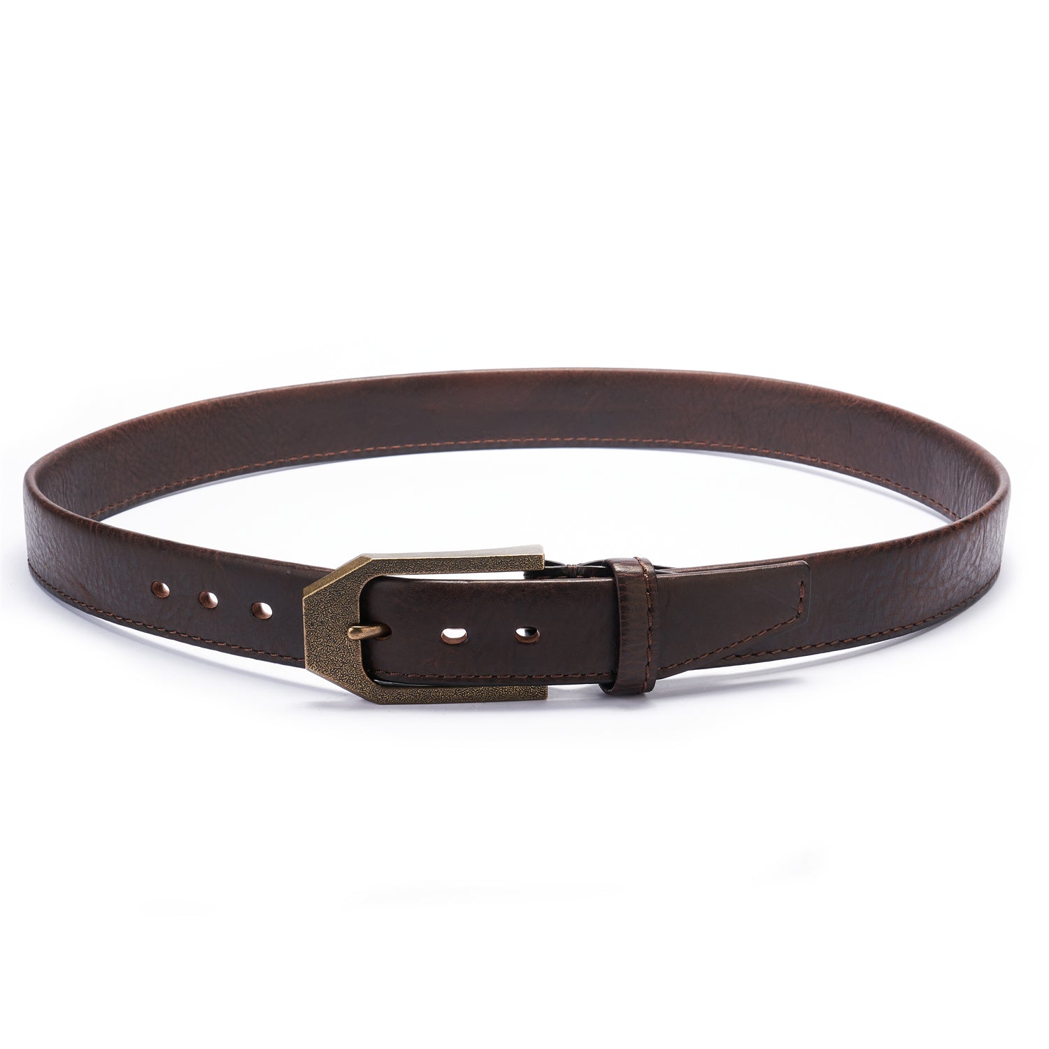 BELTLEY Thick Dark Brown Folded Edge Vintage Belt -Double Layer