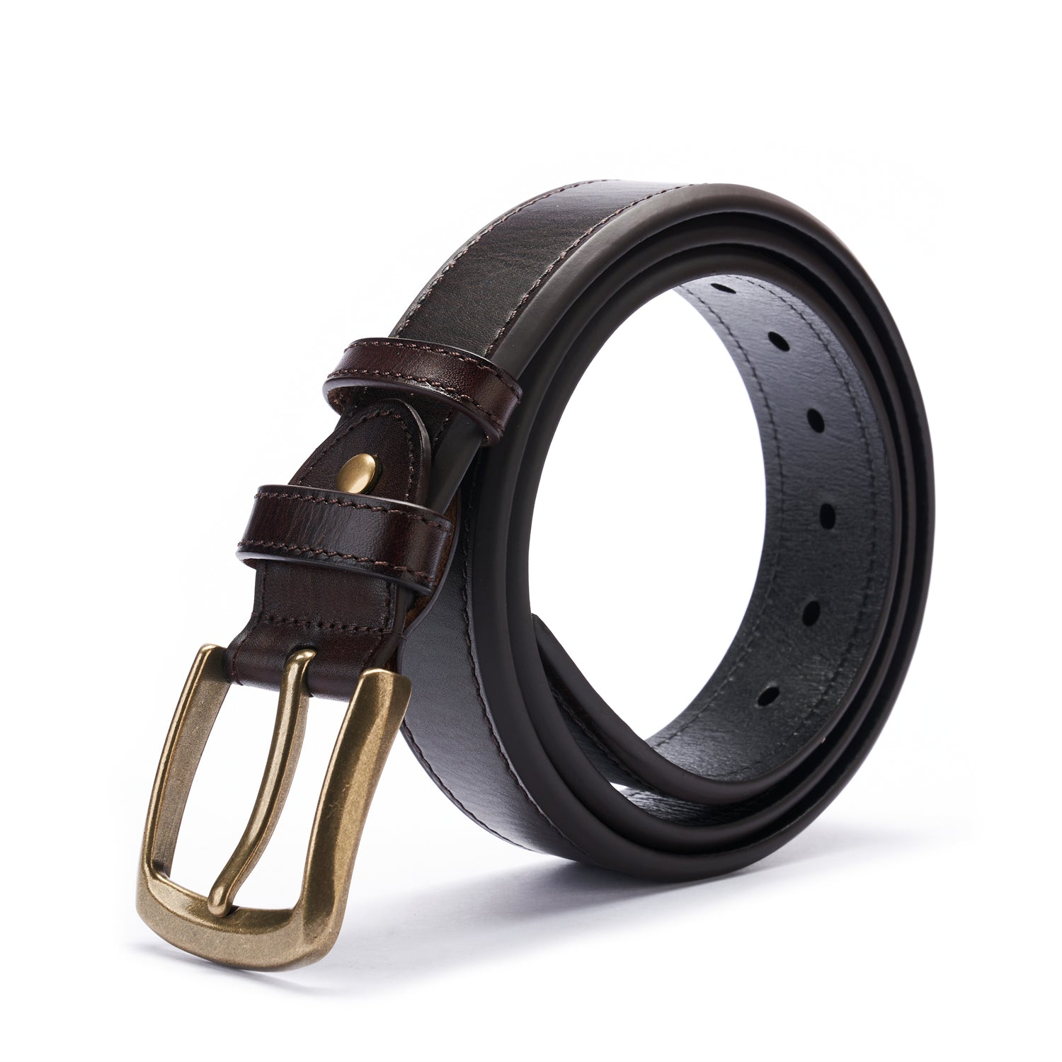 BELTLEY Thick Espresso Double Layer Belt Width 1.5"