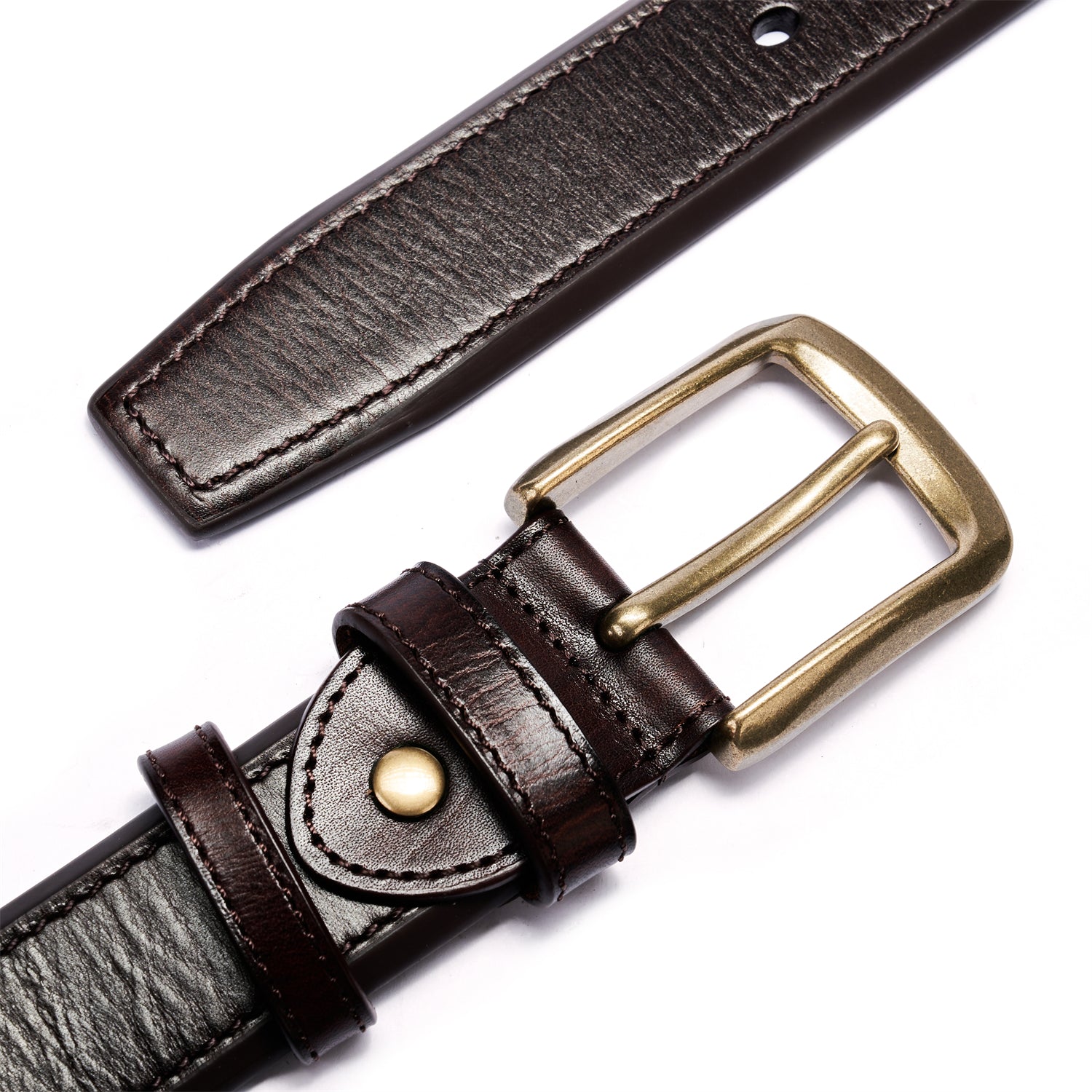 BELTLEY Thick Espresso Double Layer Belt Width 1.5"