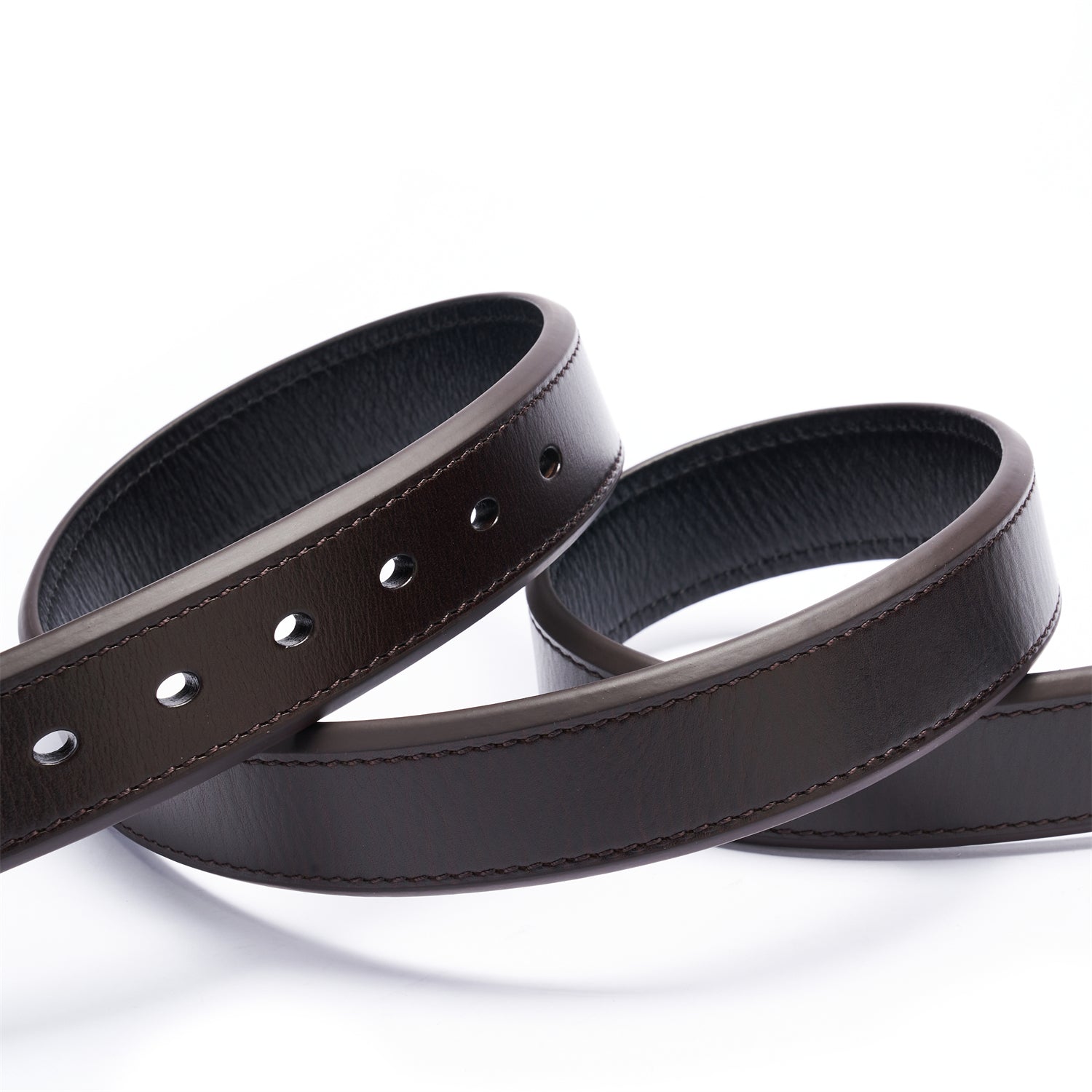BELTLEY Thick Espresso Double Layer Belt Width 1.5"