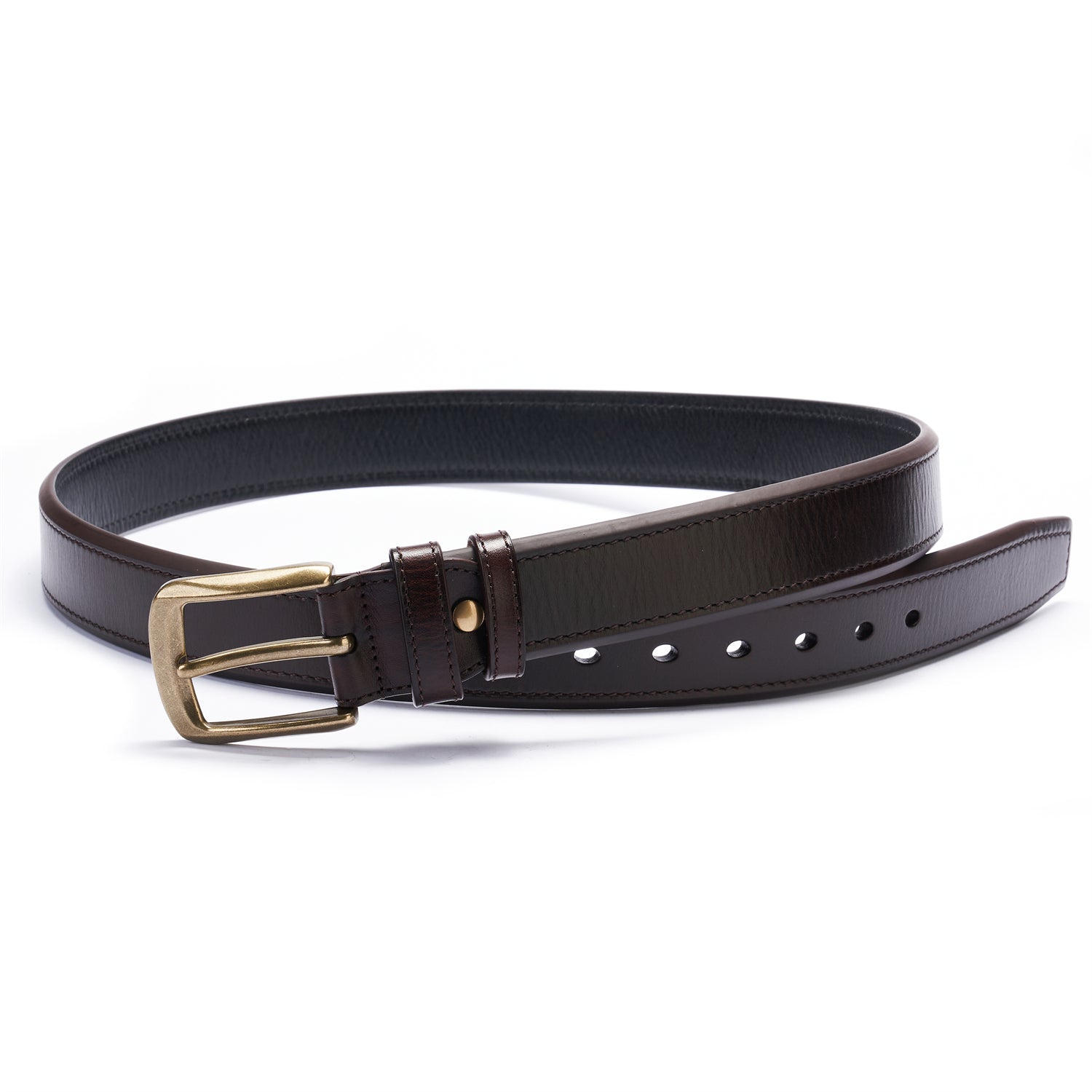 BELTLEY Thick Espresso Double Layer Belt Width 1.5"