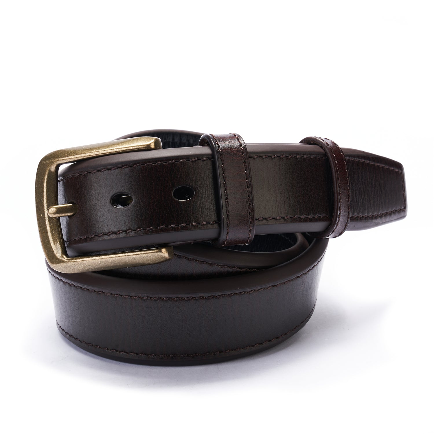 BELTLEY Thick Espresso Double Layer Belt Width 1.5"