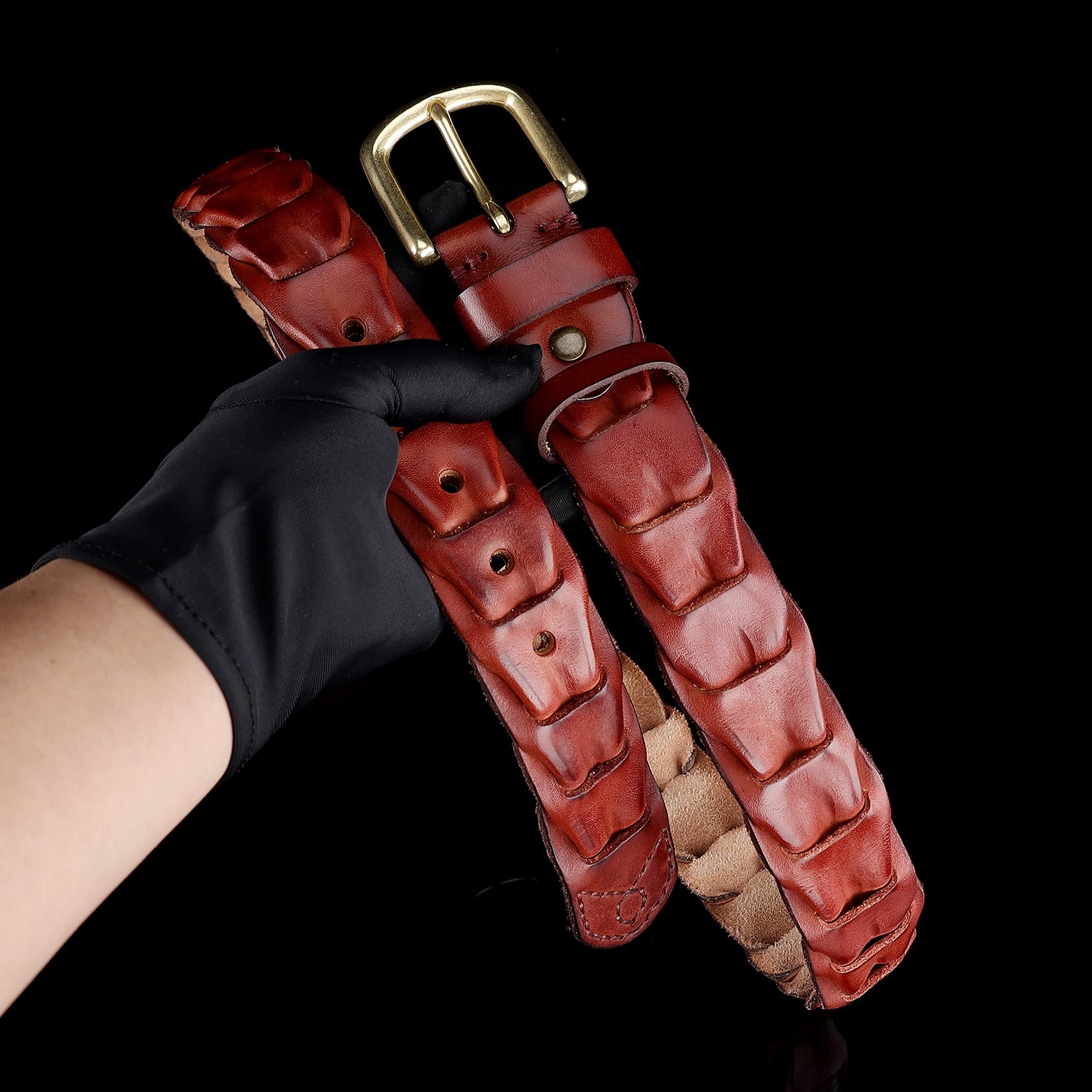 BELTLEY Unique Chestnut Brown Handwoven Leather Belt