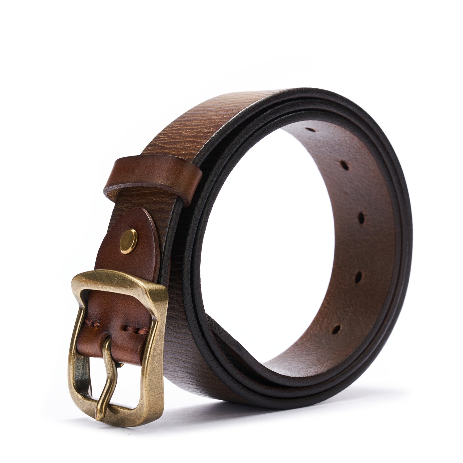 BELTLEY Unisex 1.25”Brown Leather Belt