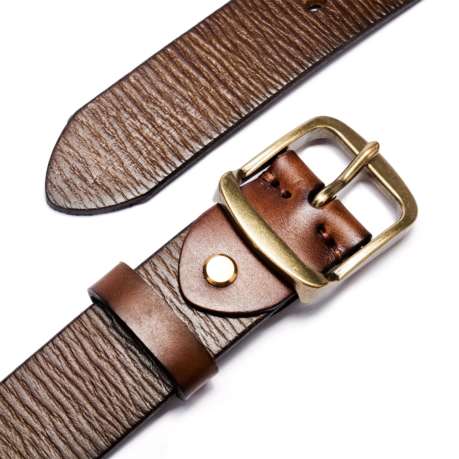 BELTLEY Unisex 1.25”Brown Leather Belt