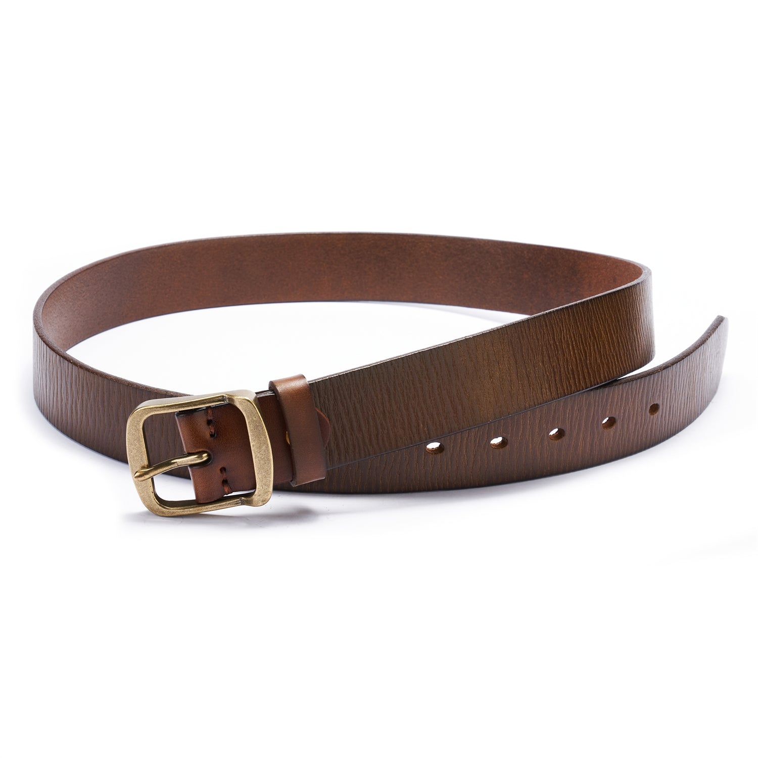 BELTLEY Unisex 1.25”Brown Leather Belt