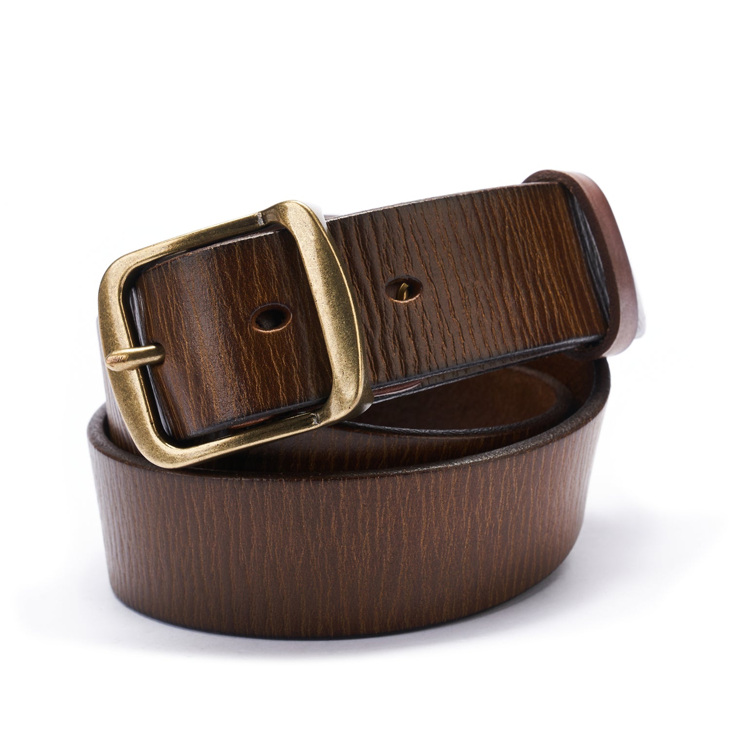 BELTLEY Unisex 1.25”Brown Leather Belt