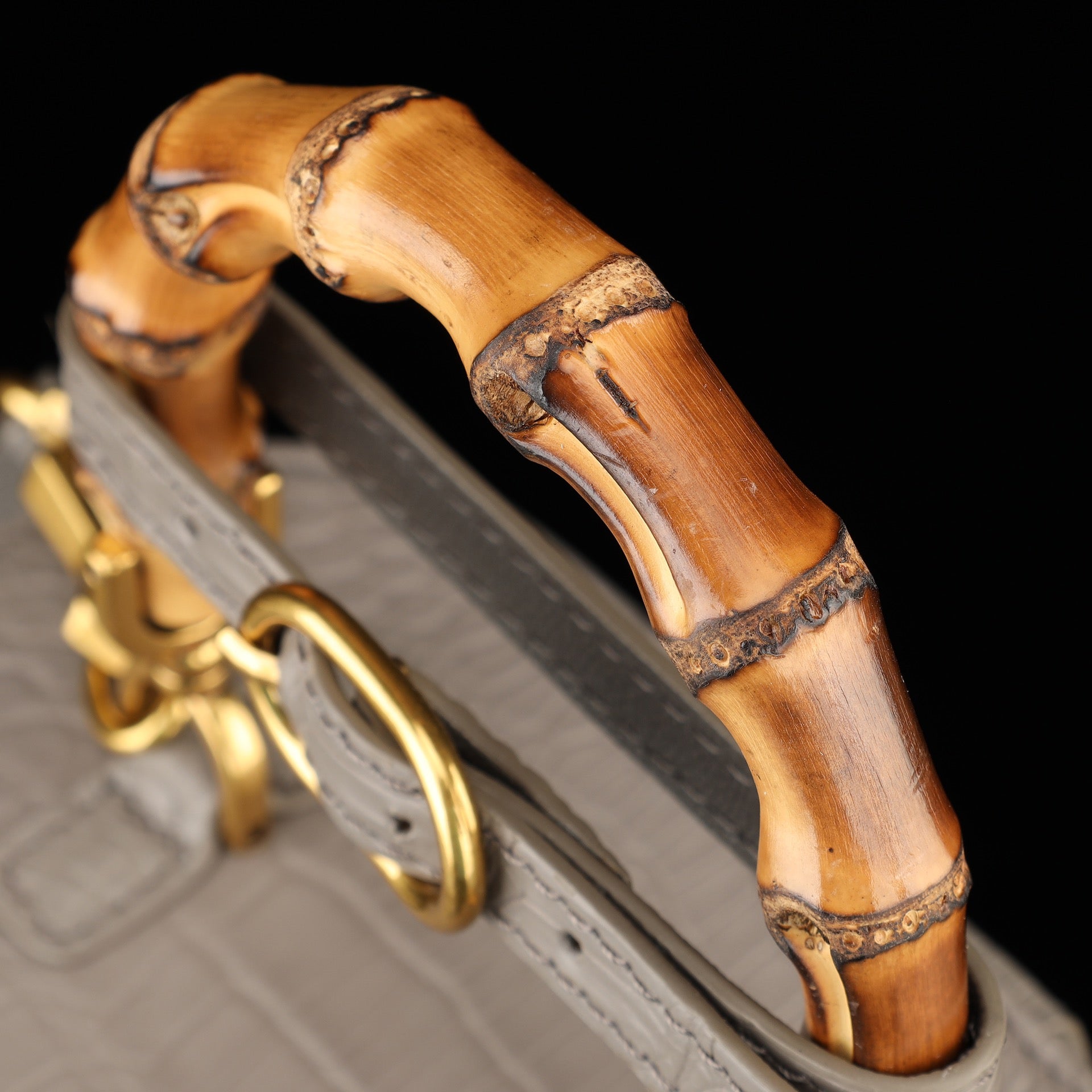 BELTLEY Vintage-Inspired Alligator Vanity Case with Bamboo Handle