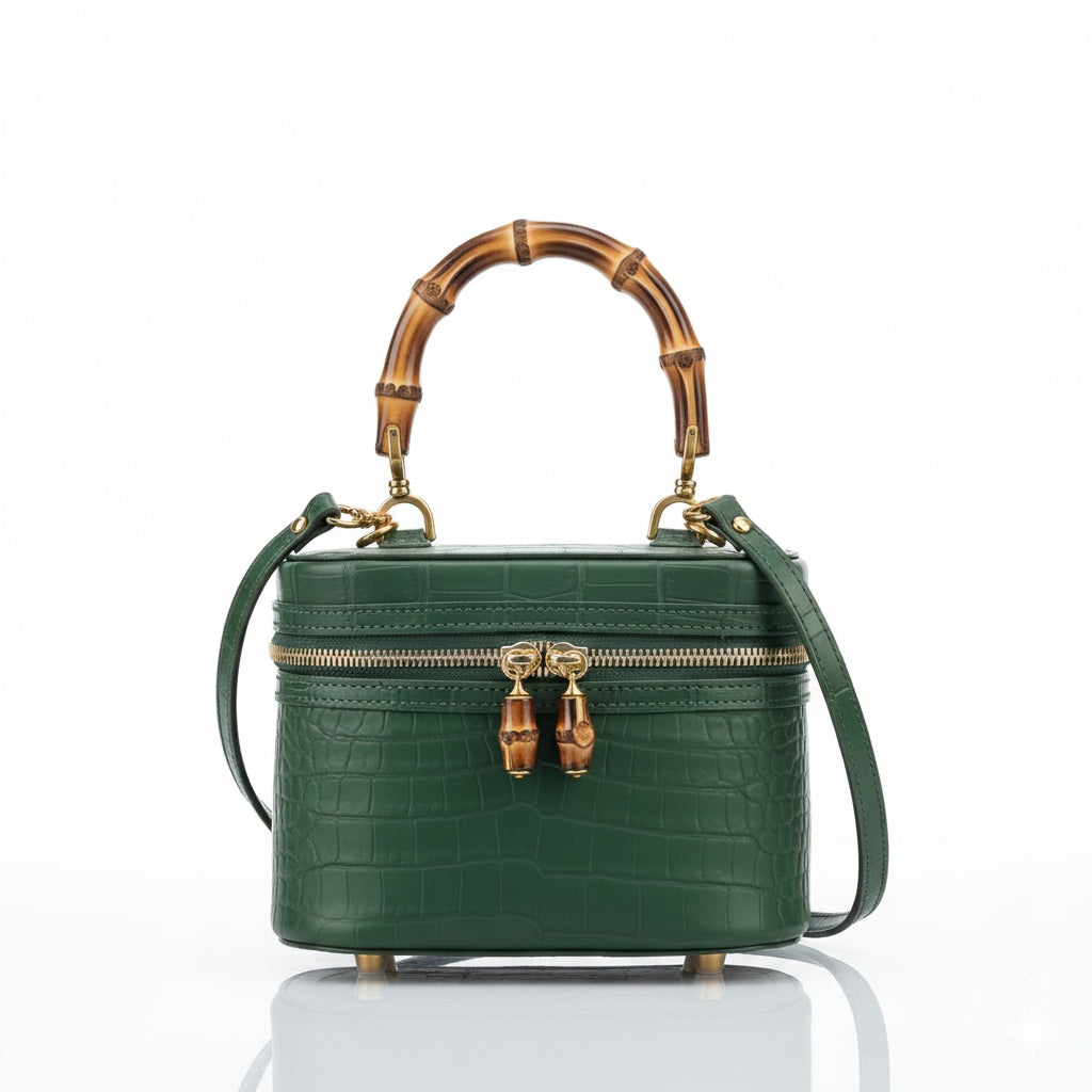 BELTLEY Vintage-Inspired Emerald Green Nile Crocodile Vanity Case