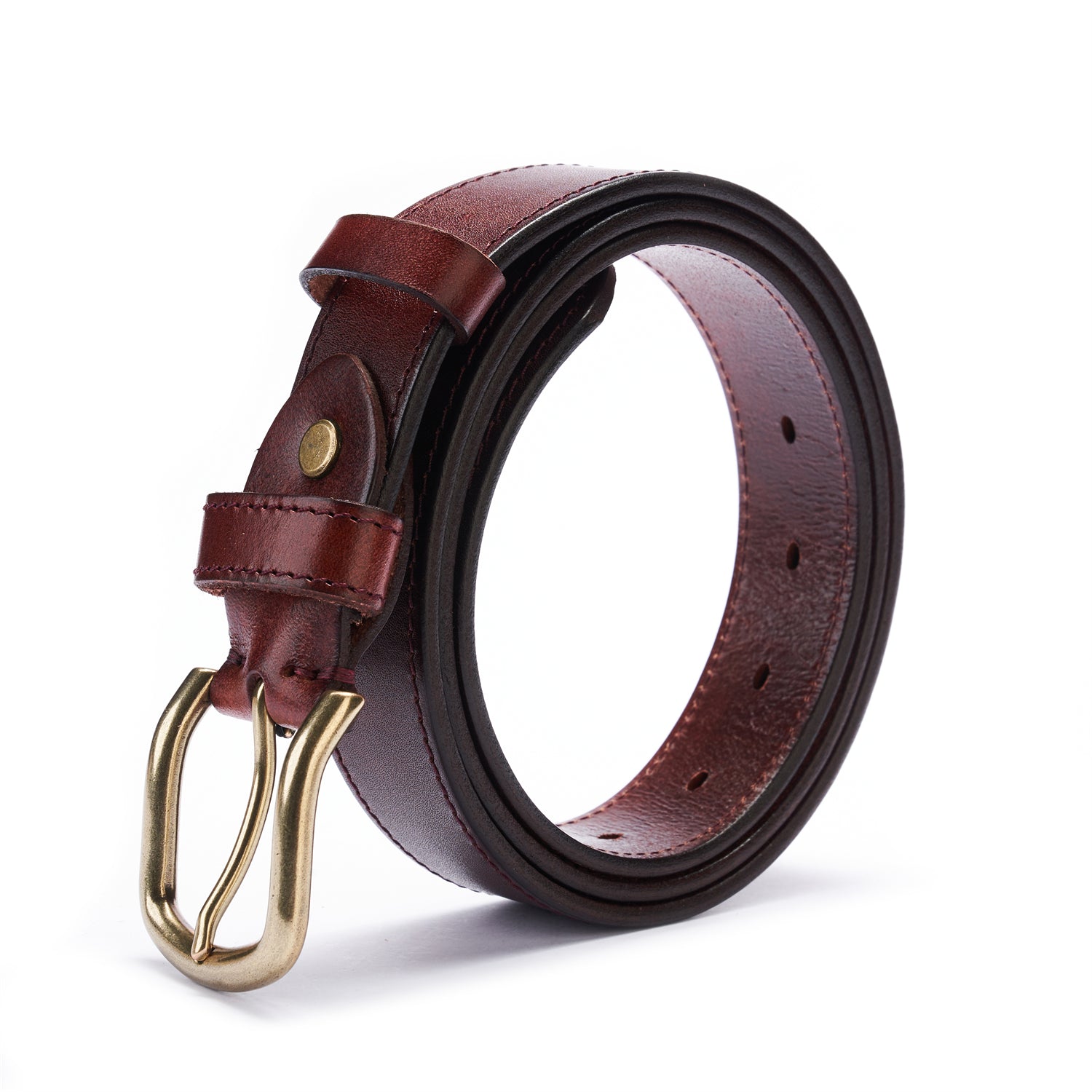 BELTLEY Vintage Burgundy Leather Belt - Unisex, Full Grain, 1.25" Wide