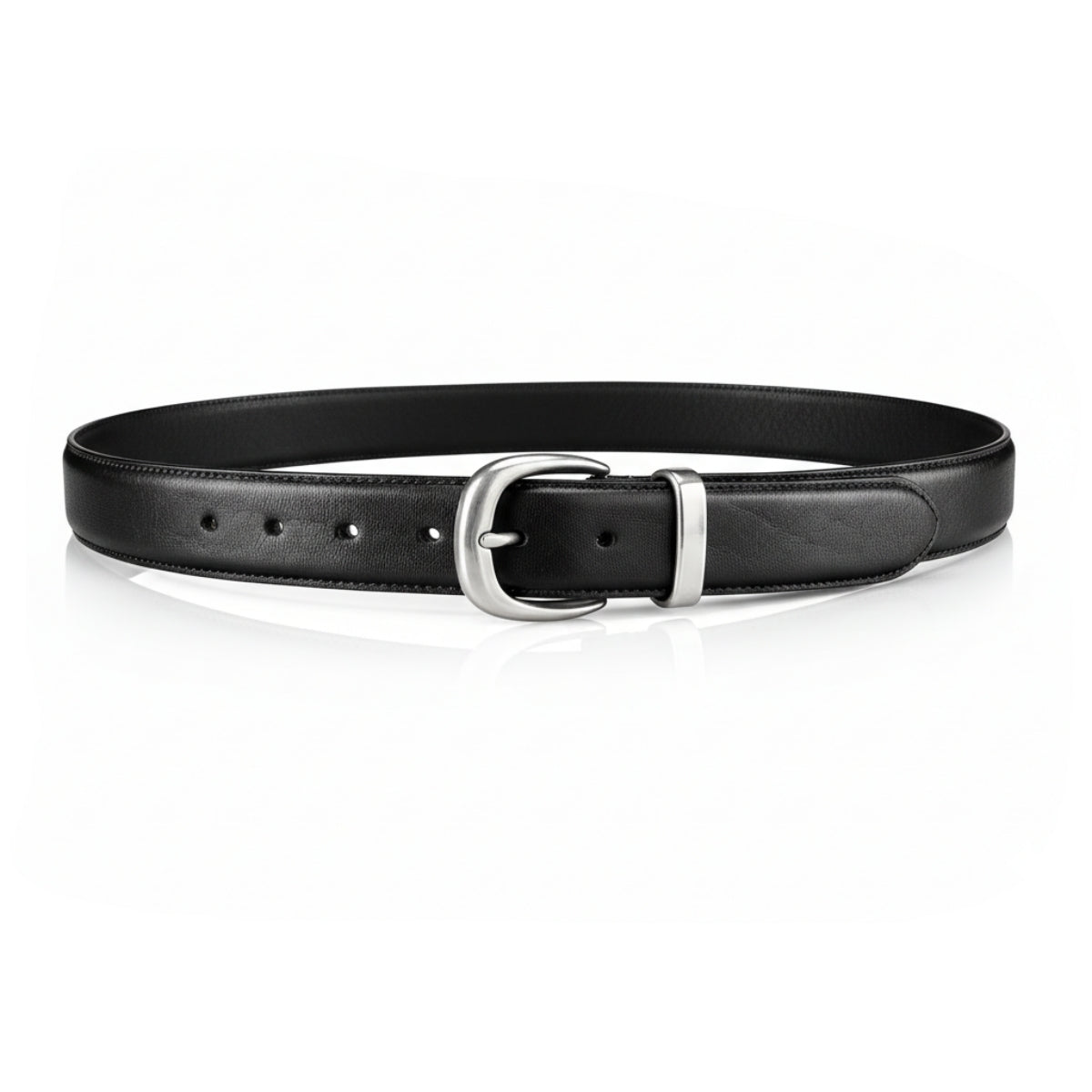 BELTLEY Women's Classic Black Leather Belt