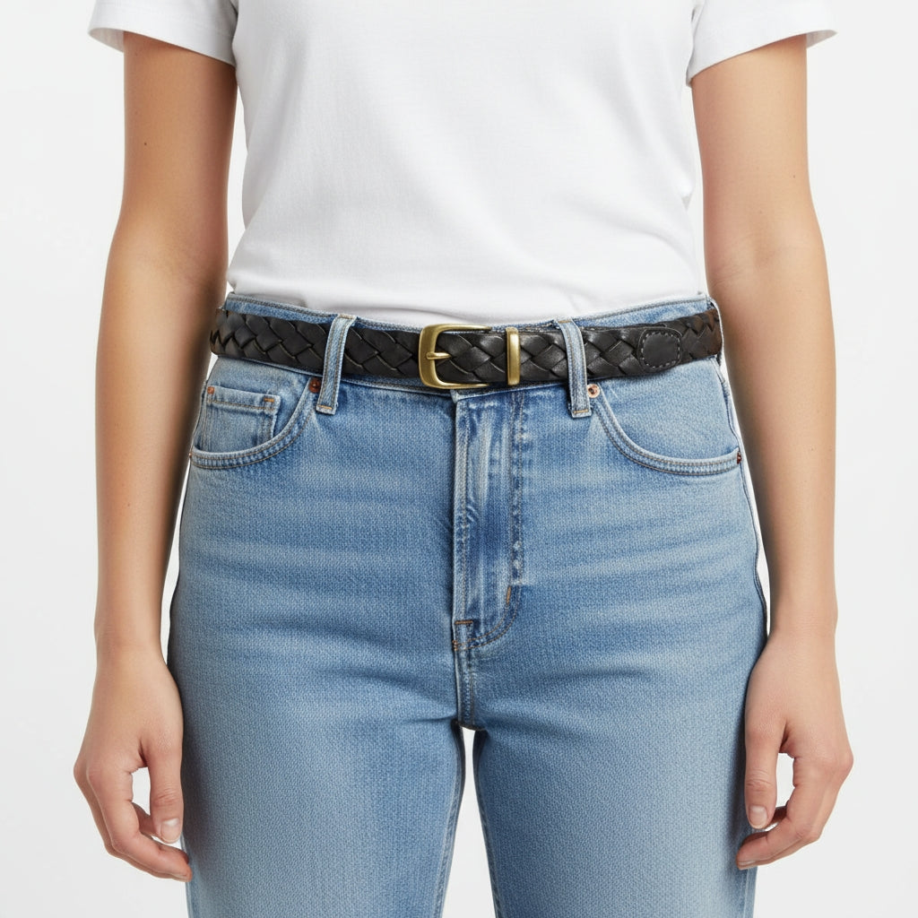 BELTLEY 30mm Hand-Woven Belt for Women |Vintage Dark Brown