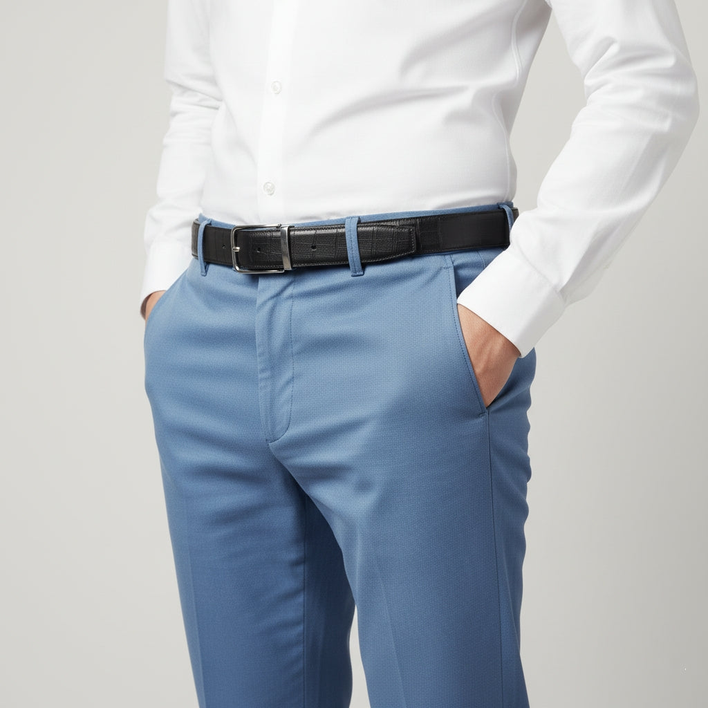 BELTLEY Black Authentic Deerskin Leather Belt-Unisex 1.38"