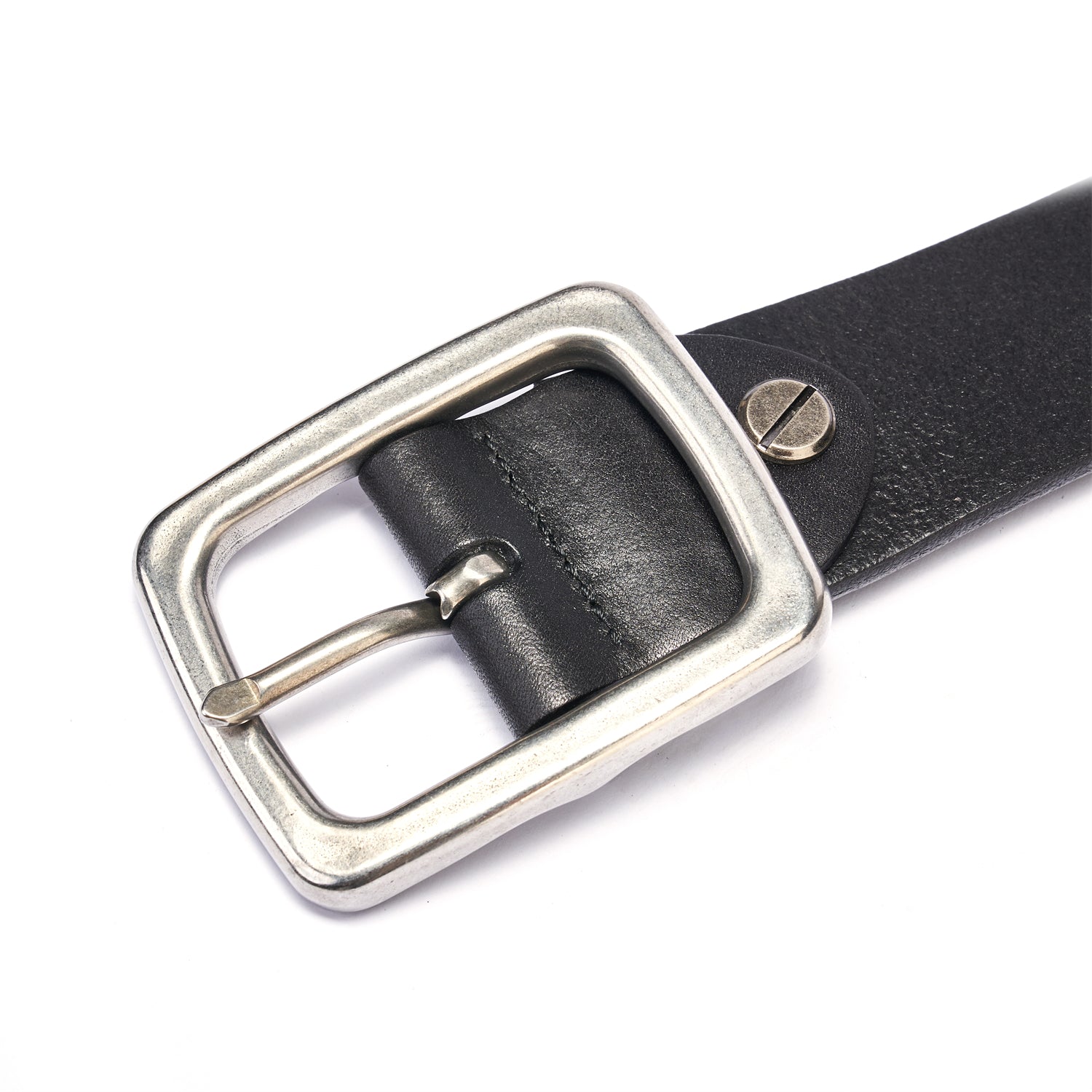 BELTLEY Black Heritage Belt – 38mm Full-Grain Leather with Stainless Steel Buckle-Extra Long