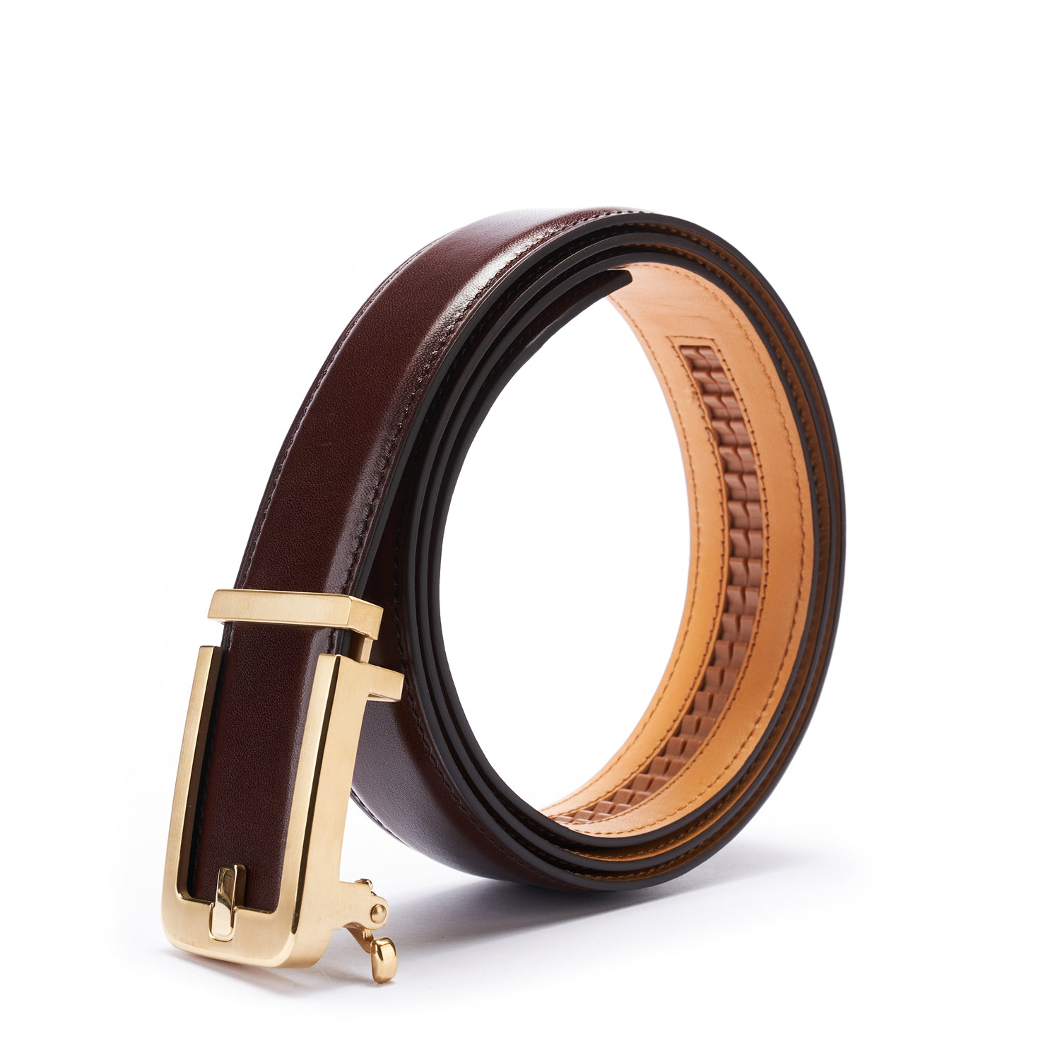 full-grain leather dress belt professional 32mm black brown buckle types BOCONI Frey II Men's 35mm Full Grain Dark Casual These strong Brown Italian Full-Grain Belt |